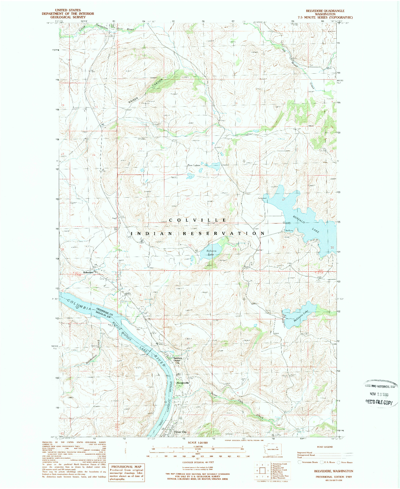 USGS 1:24000-SCALE QUADRANGLE FOR BELVEDERE, WA 1989