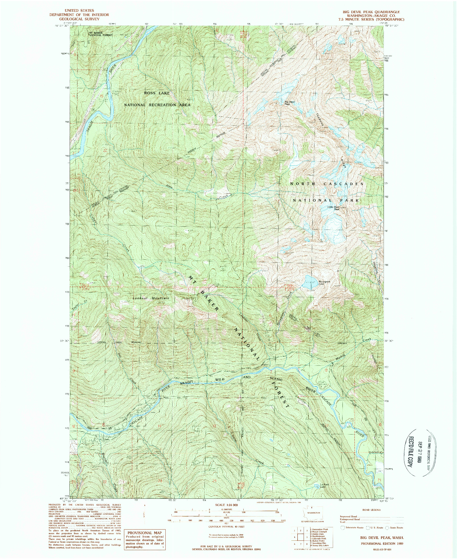 USGS 1:24000-SCALE QUADRANGLE FOR BIG DEVIL PEAK, WA 1989