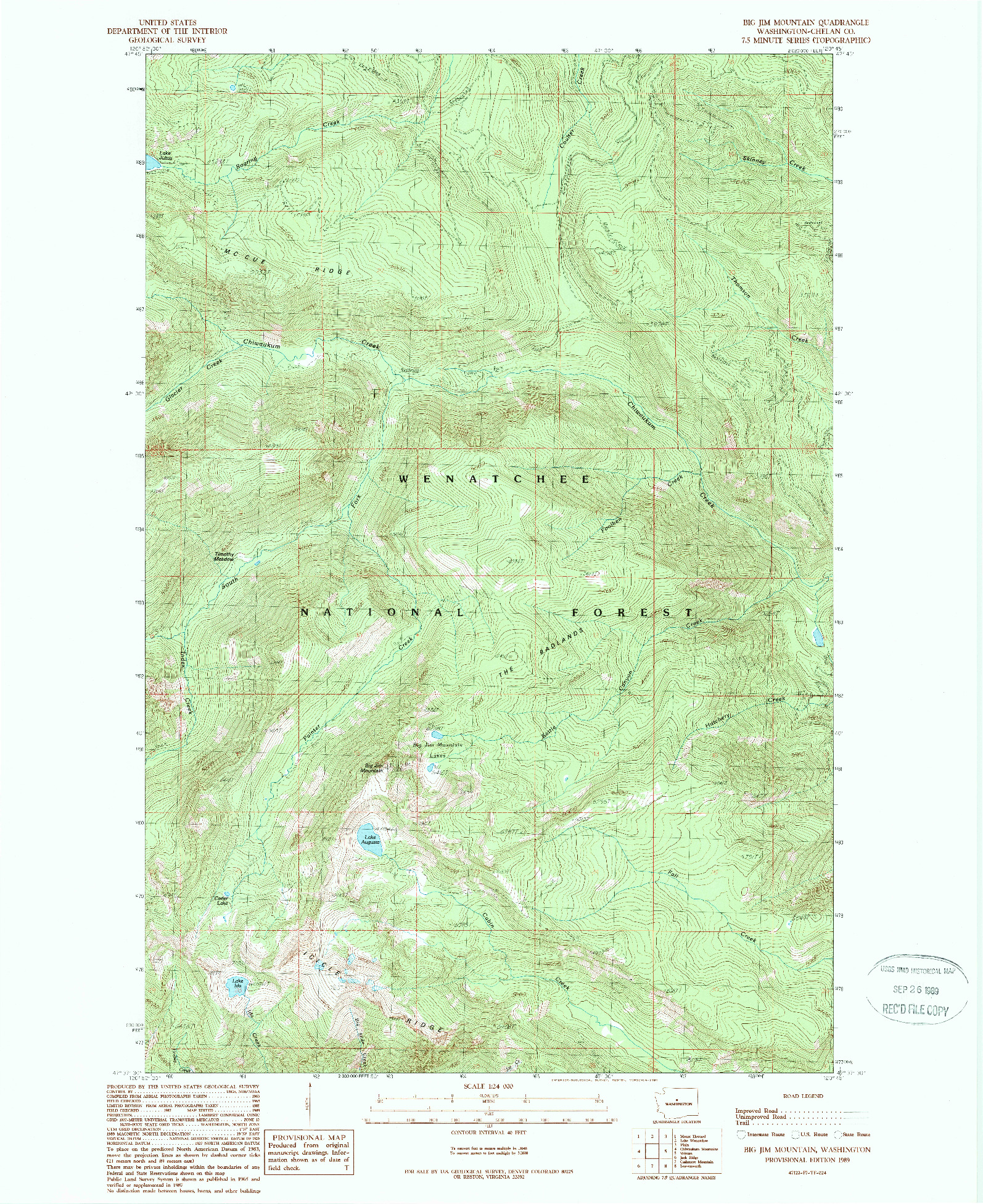 USGS 1:24000-SCALE QUADRANGLE FOR BIG JIM MOUNTAIN, WA 1989