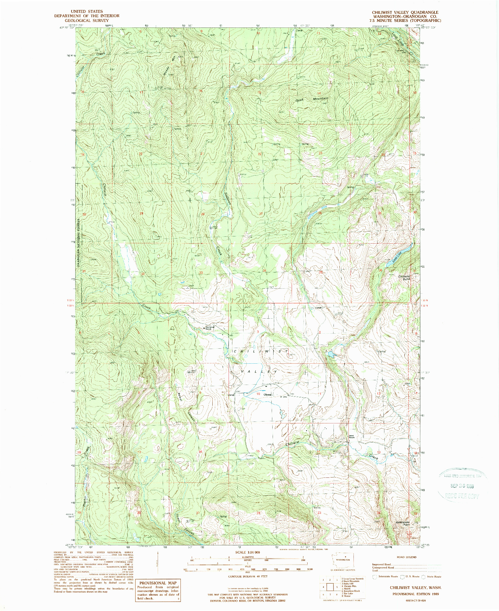 USGS 1:24000-SCALE QUADRANGLE FOR CHILIWIST VALLEY, WA 1989