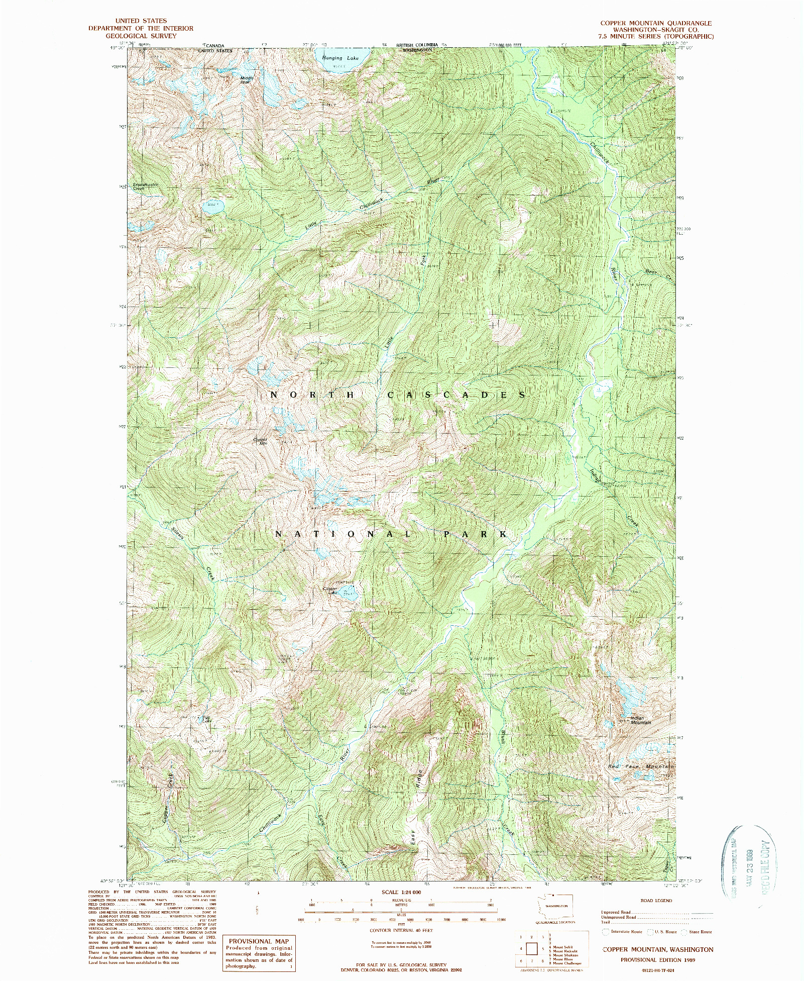 USGS 1:24000-SCALE QUADRANGLE FOR COPPER MOUNTAIN, WA 1989