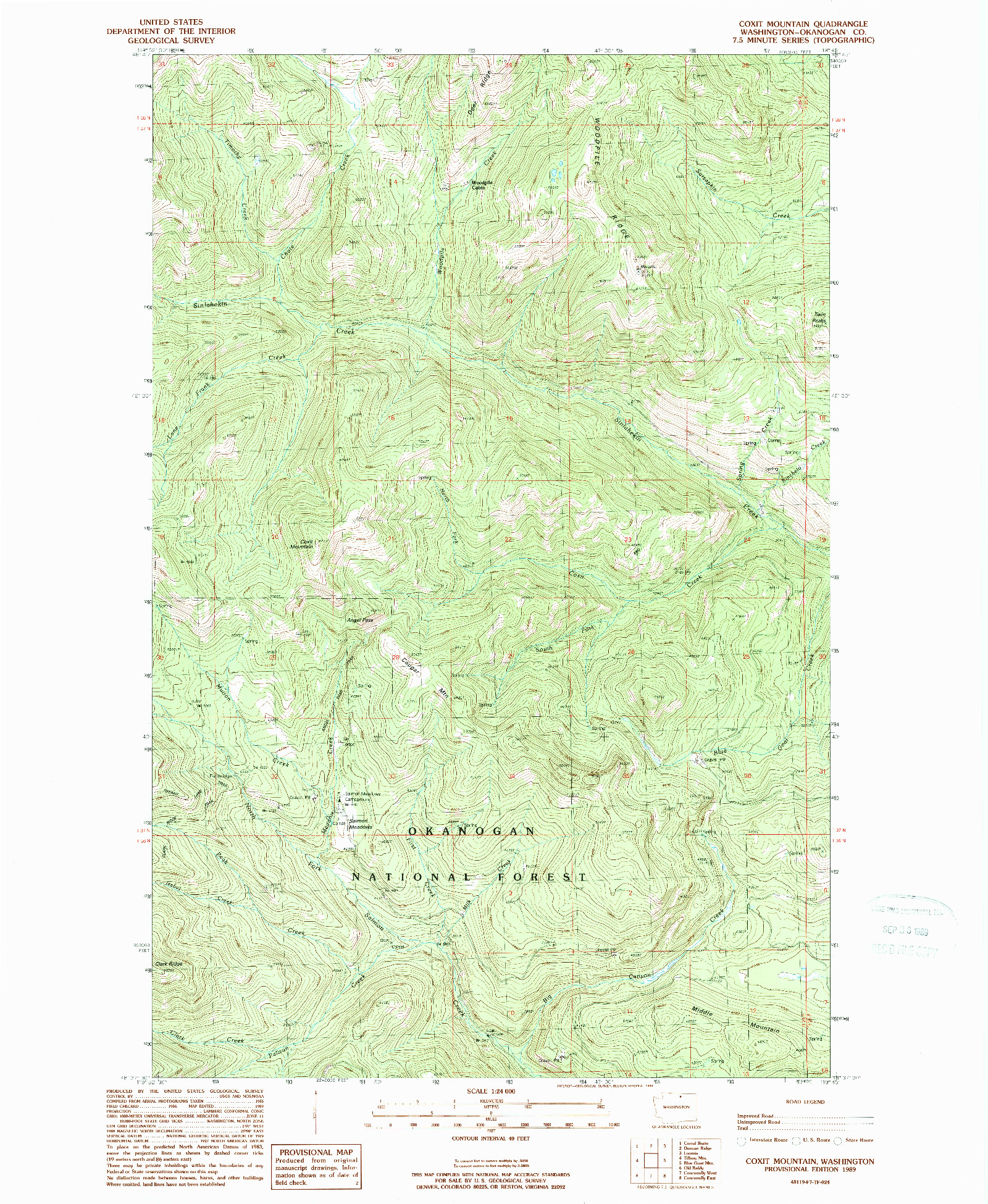 USGS 1:24000-SCALE QUADRANGLE FOR COXIT MOUNTAIN, WA 1989