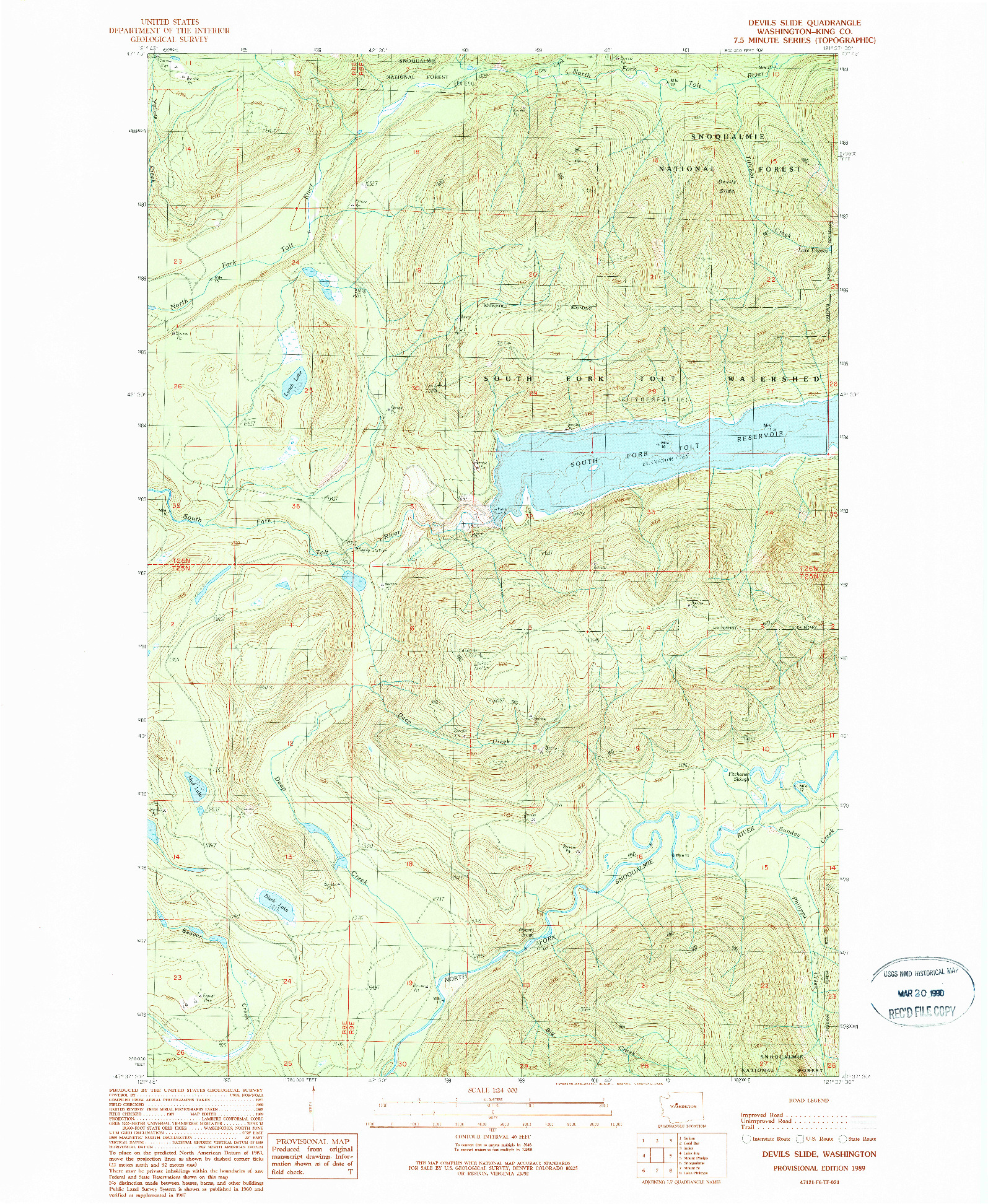 USGS 1:24000-SCALE QUADRANGLE FOR DEVILS SLIDE, WA 1989