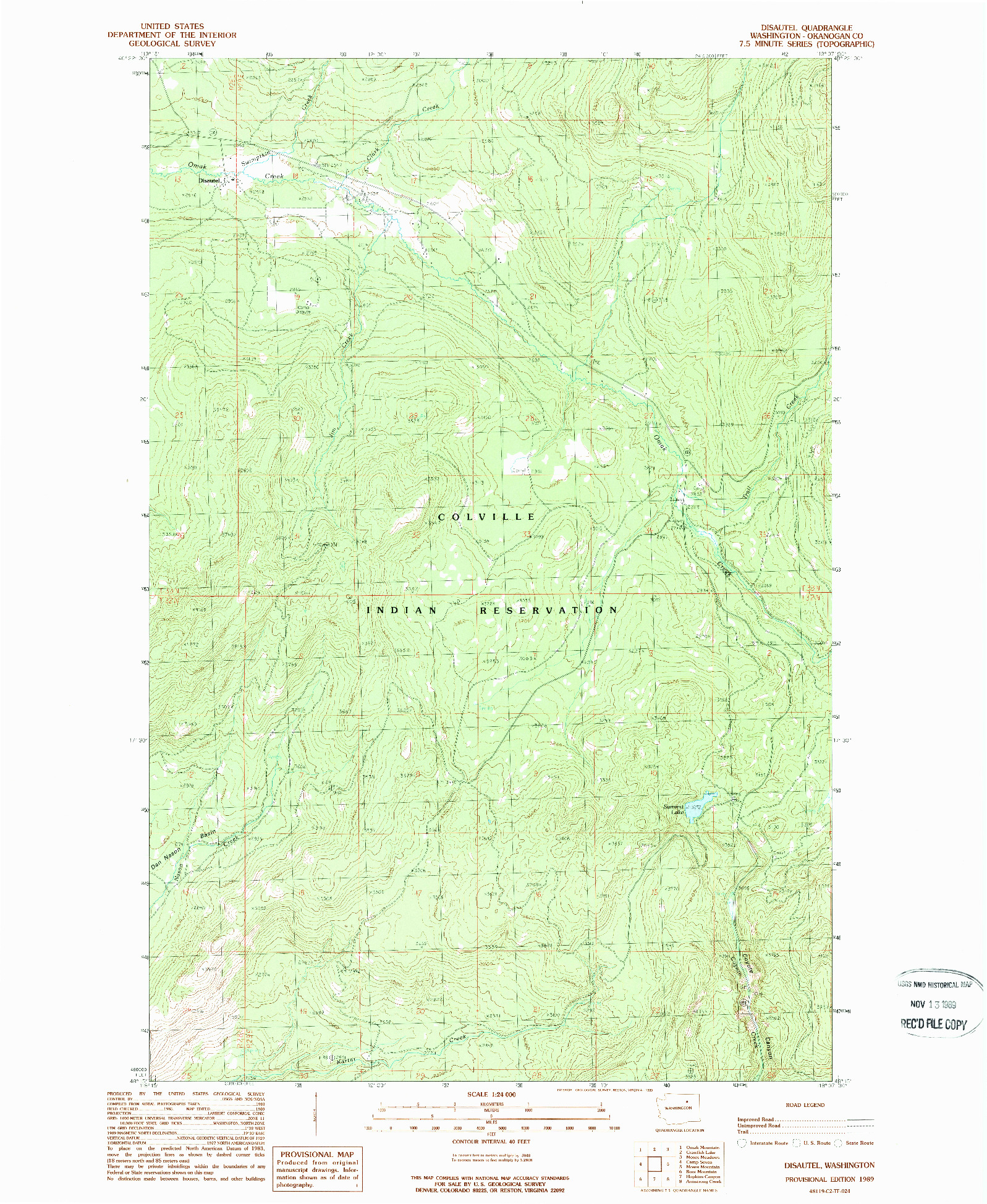 USGS 1:24000-SCALE QUADRANGLE FOR DISAUTEL, WA 1989