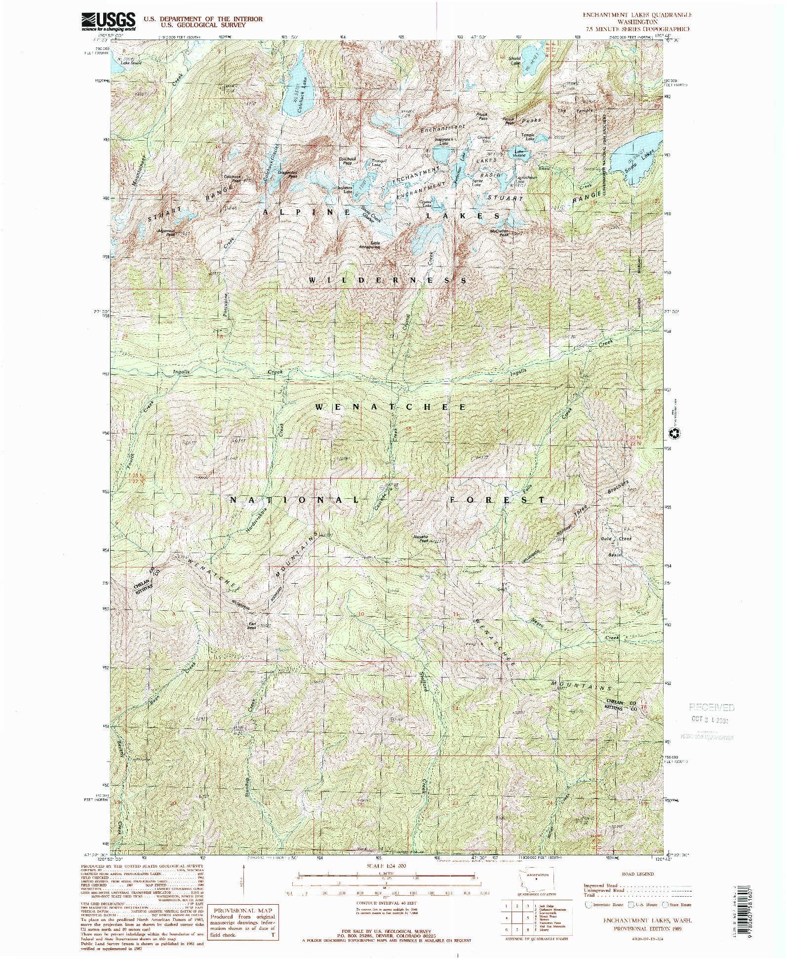 USGS 1:24000-SCALE QUADRANGLE FOR ENCHANTMENT LAKES, WA 1989