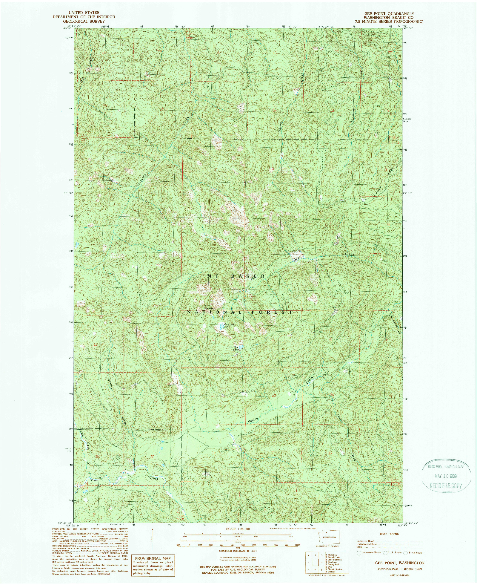 USGS 1:24000-SCALE QUADRANGLE FOR GEE POINT, WA 1989
