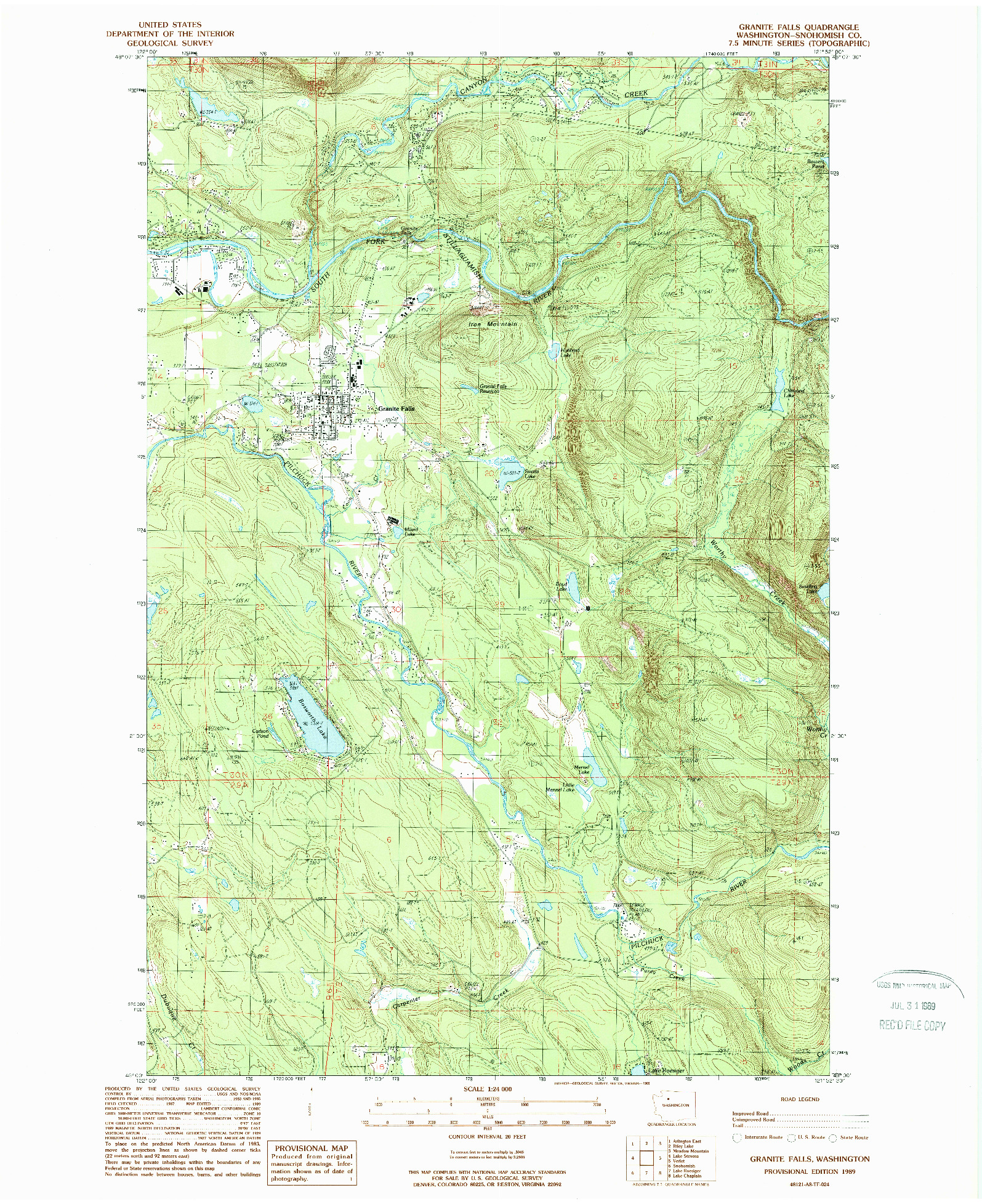 USGS 1:24000-SCALE QUADRANGLE FOR GRANITE FALLS, WA 1989