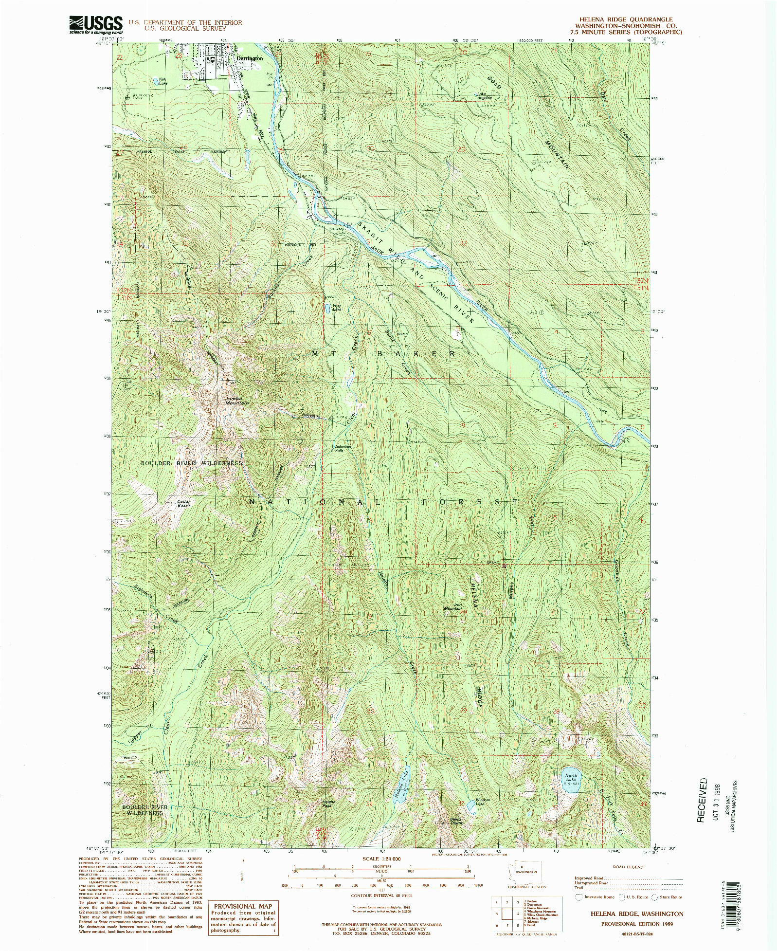 USGS 1:24000-SCALE QUADRANGLE FOR HELENA RIDGE, WA 1989