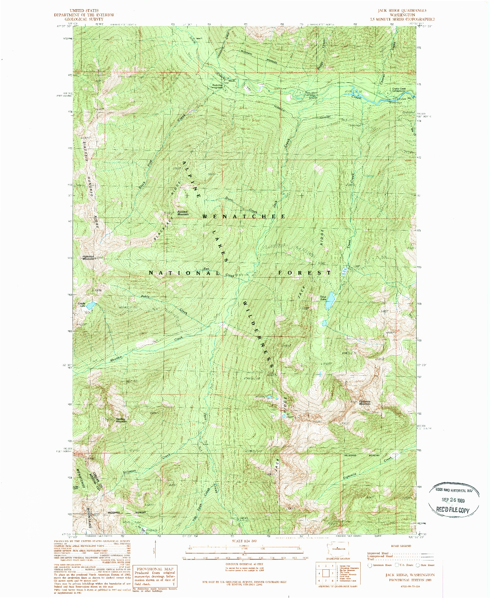 USGS 1:24000-SCALE QUADRANGLE FOR JACK RIDGE, WA 1989