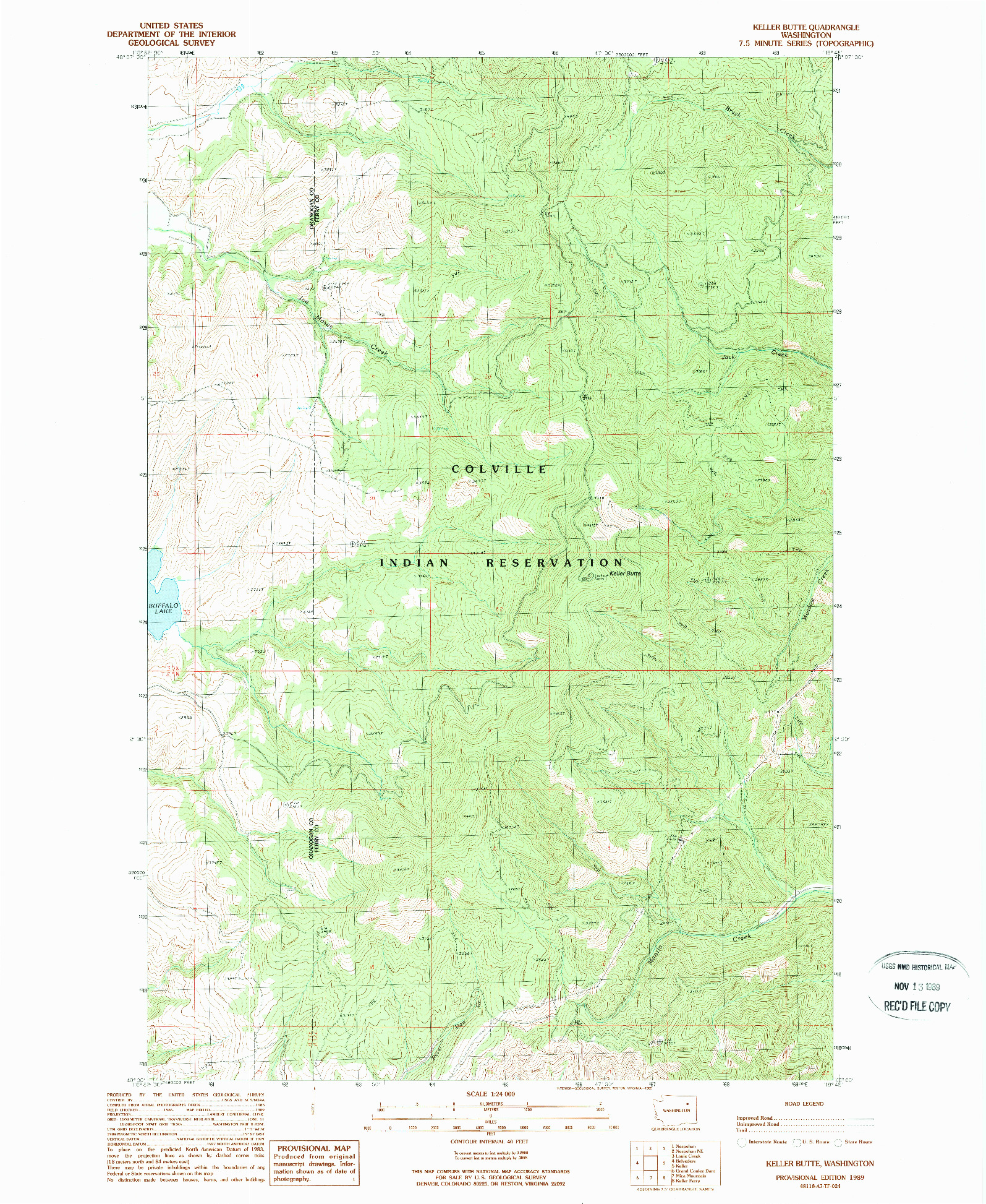 USGS 1:24000-SCALE QUADRANGLE FOR KELLER BUTTE, WA 1989