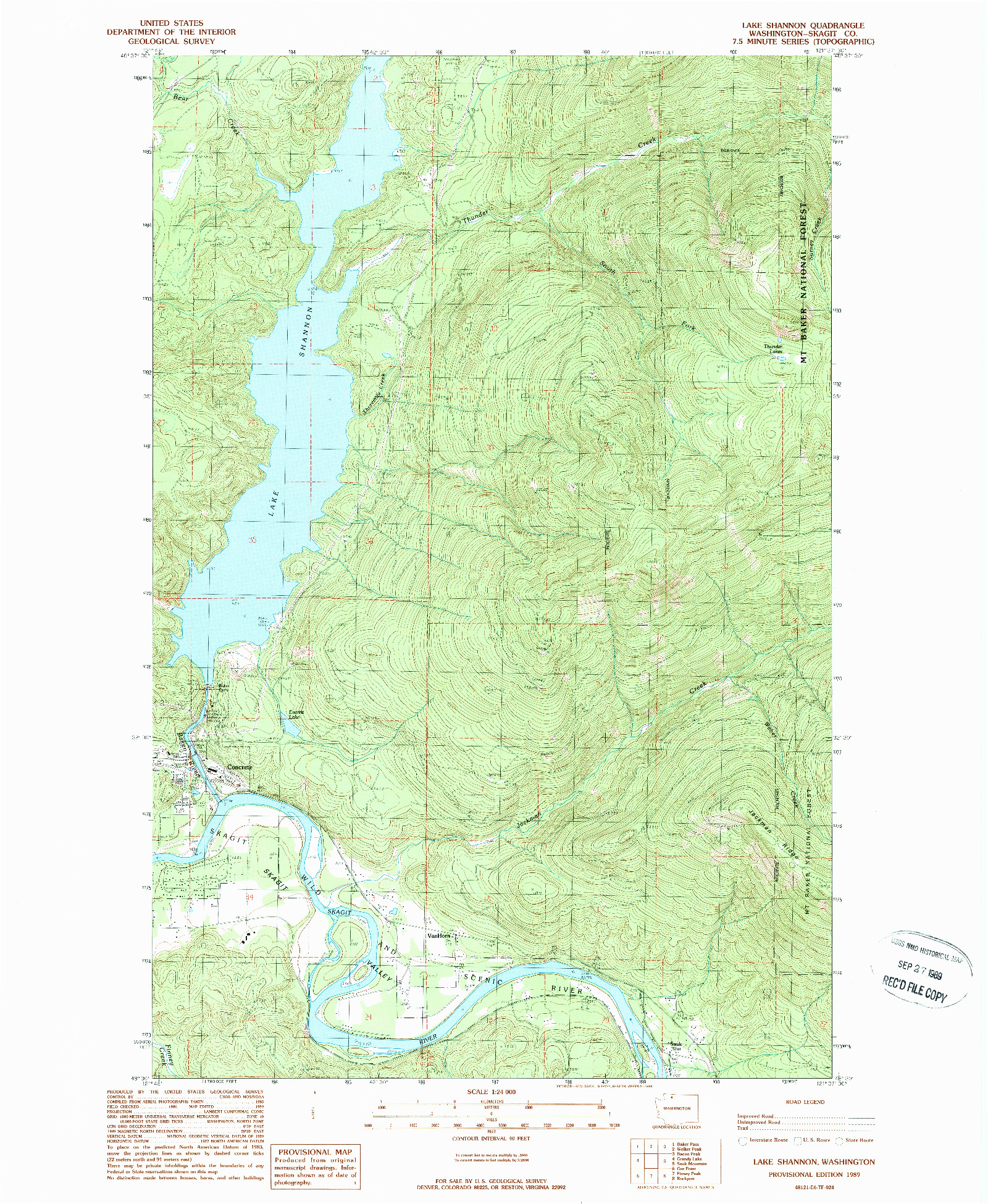 USGS 1:24000-SCALE QUADRANGLE FOR LAKE SHANNON, WA 1989