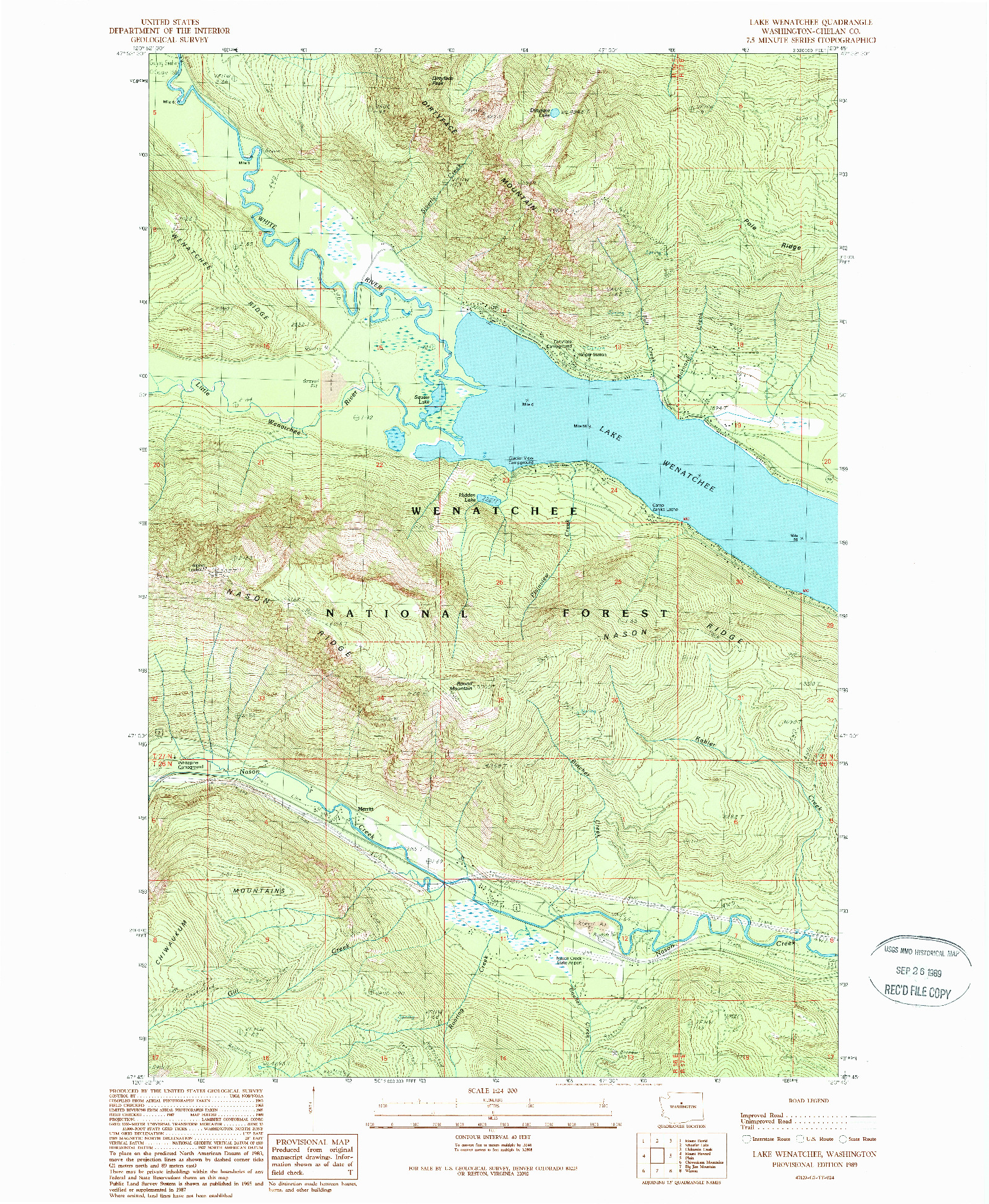 USGS 1:24000-SCALE QUADRANGLE FOR LAKE WENATCHEE, WA 1989