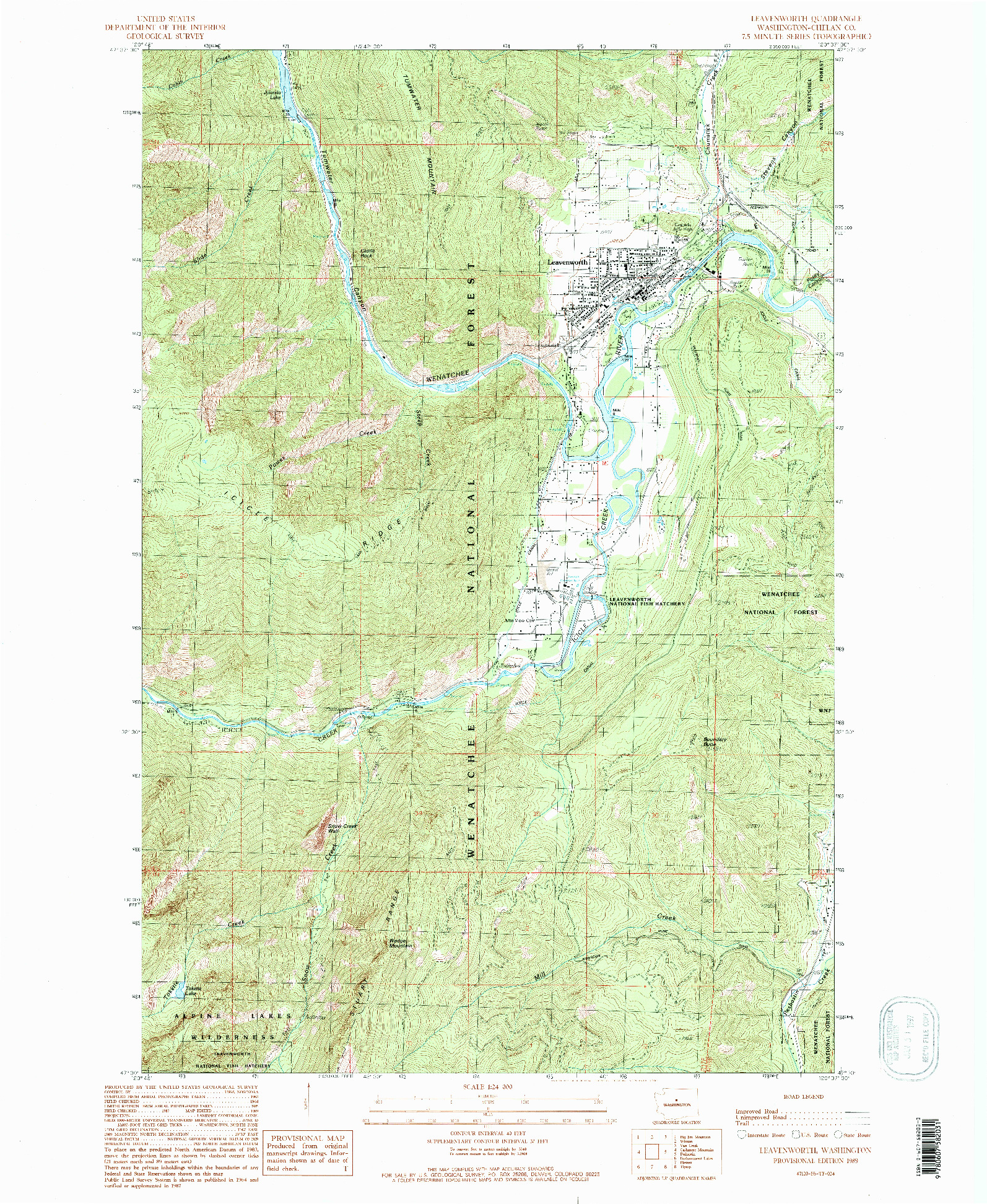 USGS 1:24000-SCALE QUADRANGLE FOR LEAVENWORTH, WA 1989