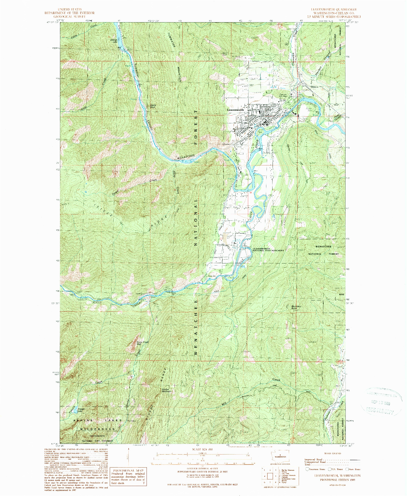 USGS 1:24000-SCALE QUADRANGLE FOR LEAVENWORTH, WA 1989