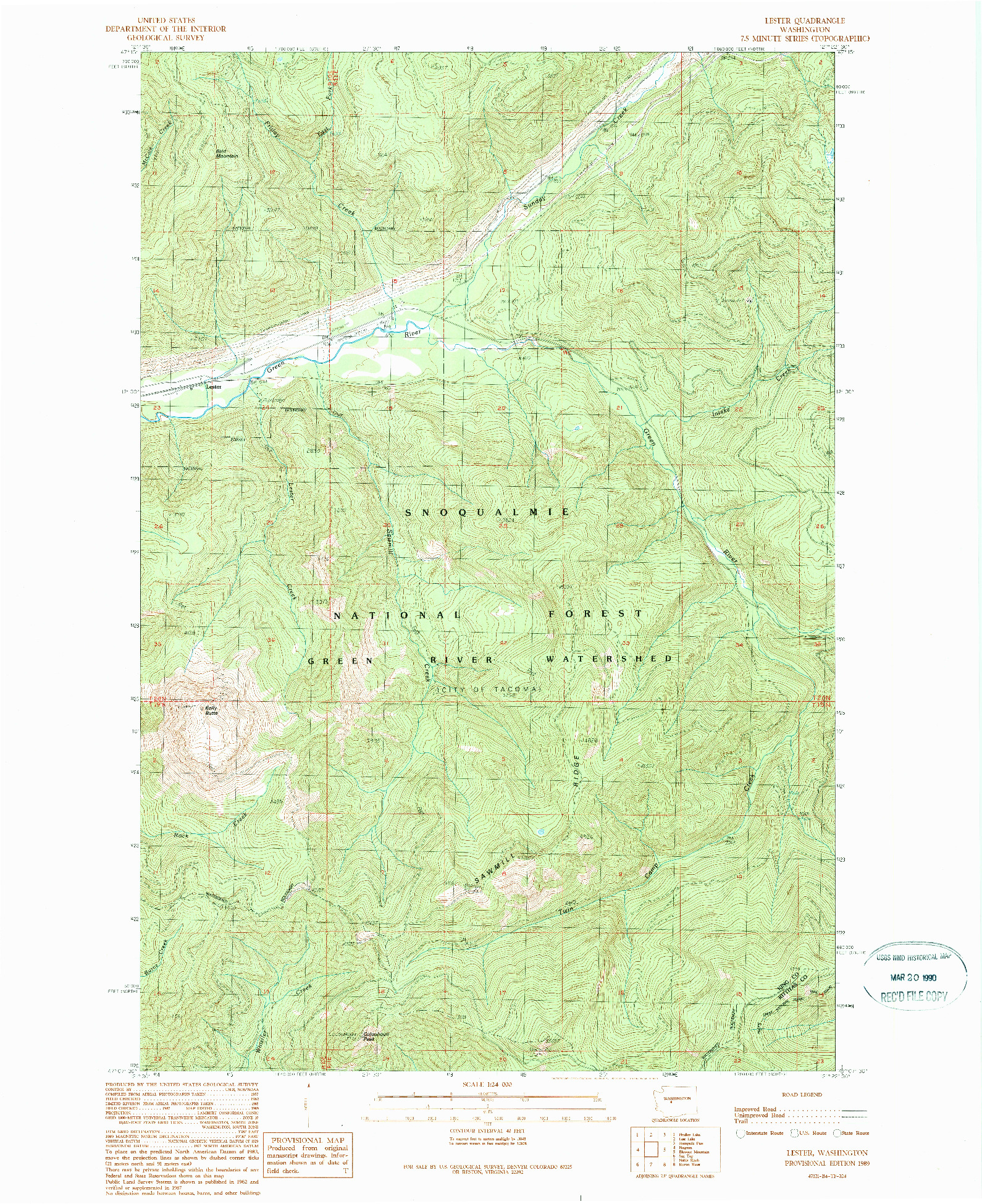 USGS 1:24000-SCALE QUADRANGLE FOR LESTER, WA 1989