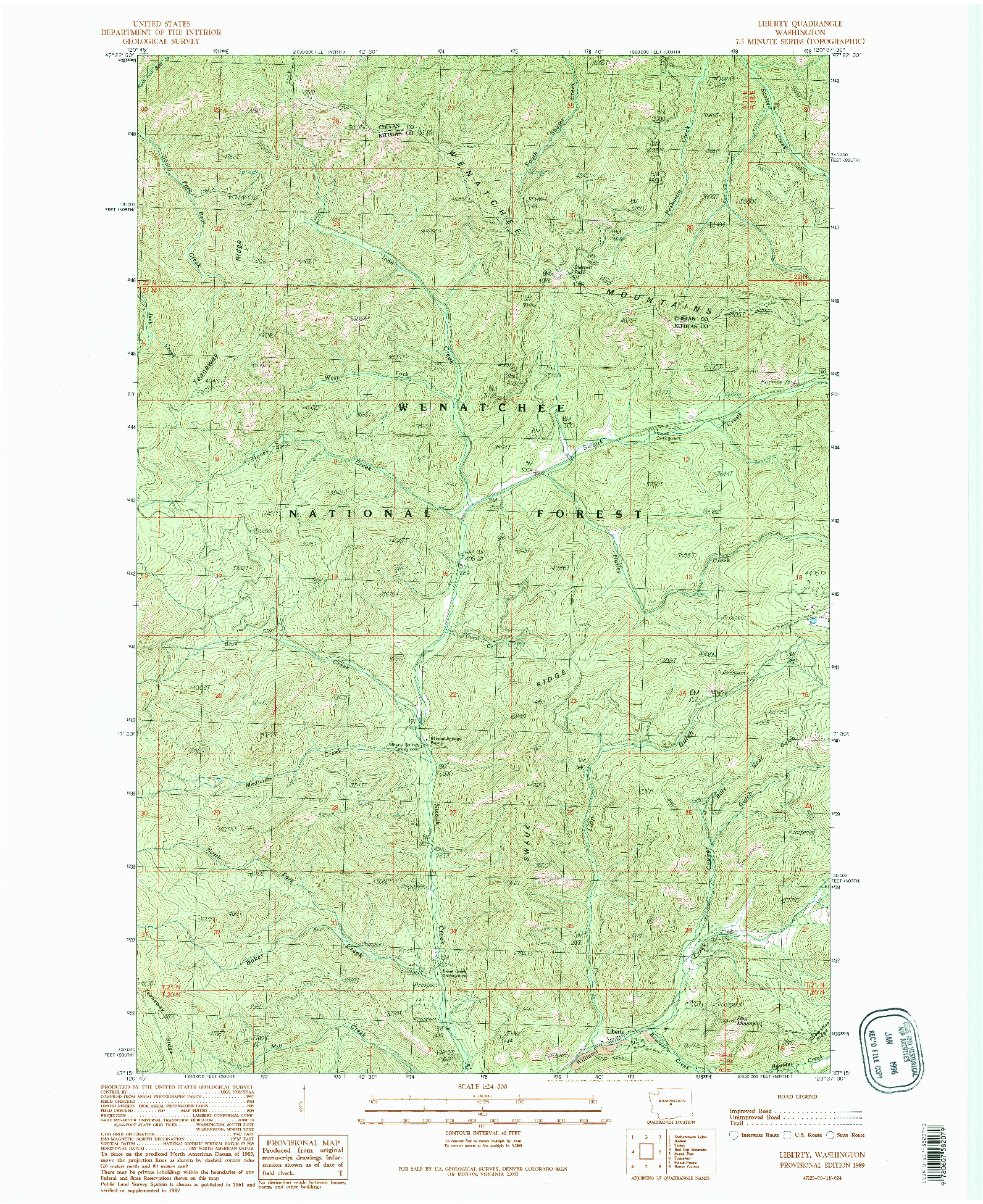 USGS 1:24000-SCALE QUADRANGLE FOR LIBERTY, WA 1989