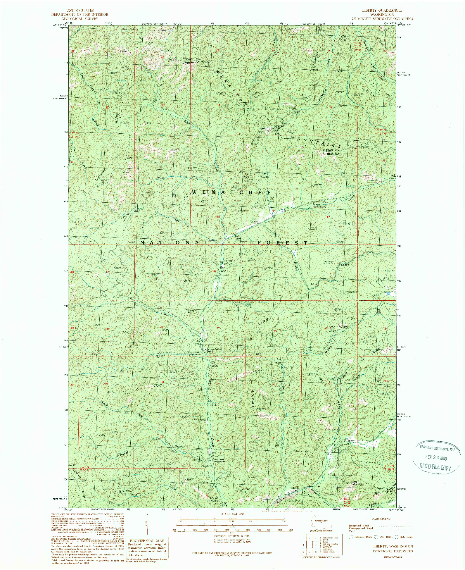 USGS 1:24000-SCALE QUADRANGLE FOR LIBERTY, WA 1989