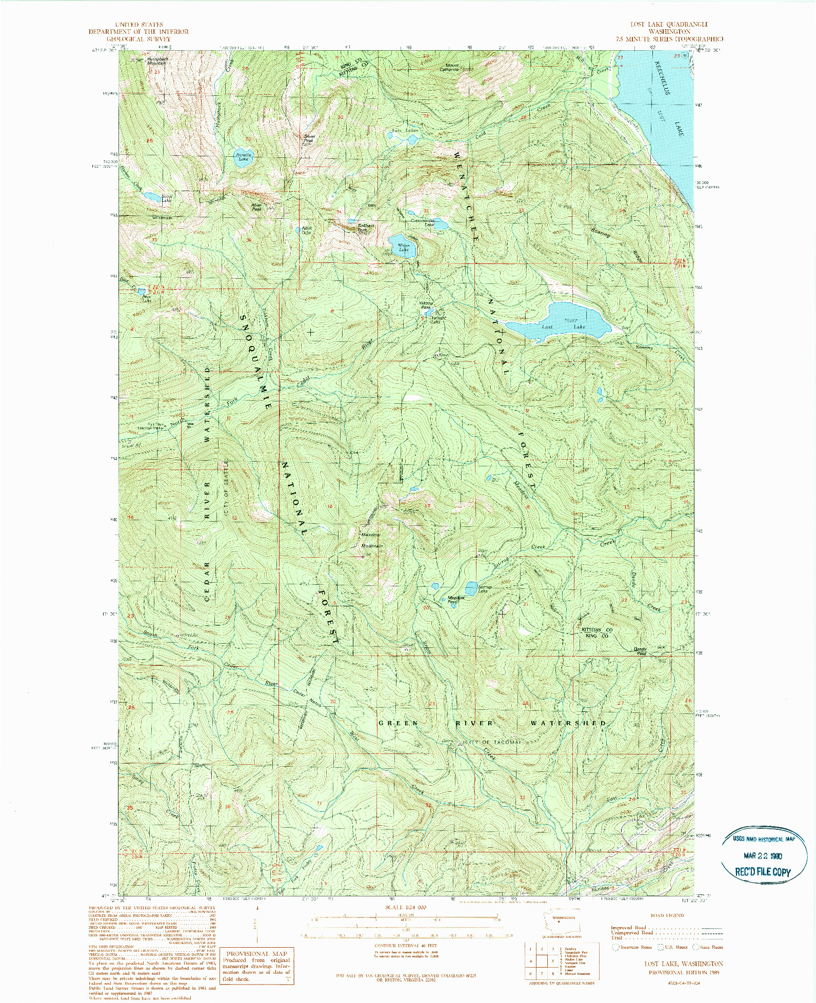 USGS 1:24000-SCALE QUADRANGLE FOR LOST LAKE, WA 1989