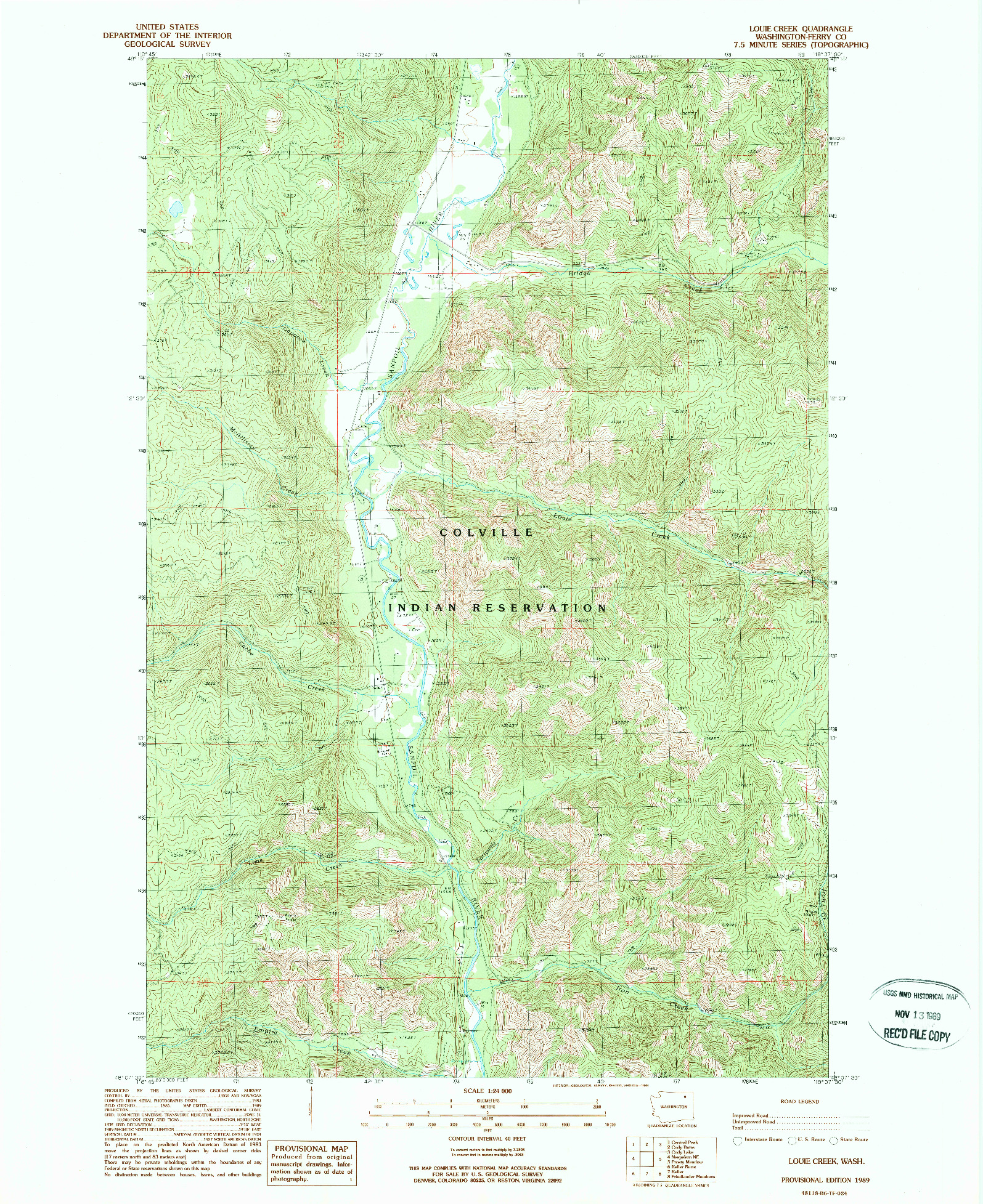 USGS 1:24000-SCALE QUADRANGLE FOR LOUIE CREEK, WA 1989