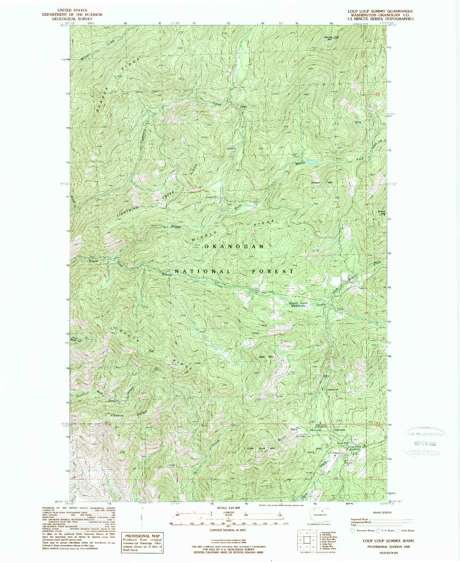 USGS 1:24000-SCALE QUADRANGLE FOR LOUP LOUP SUMMIT, WA 1989