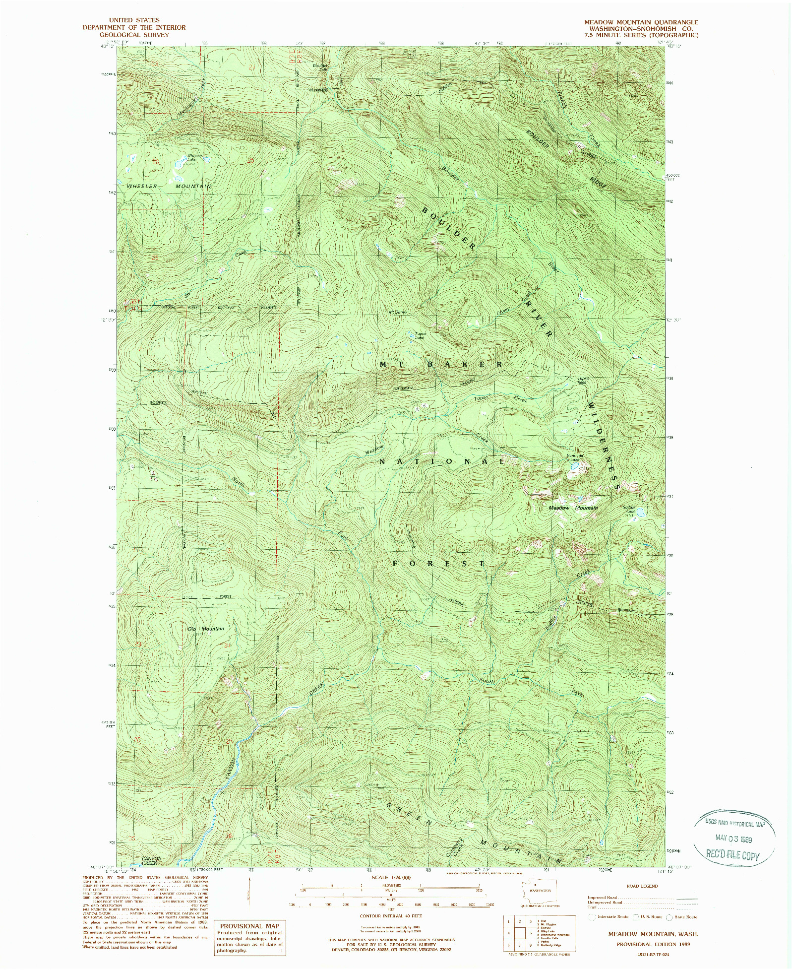 USGS 1:24000-SCALE QUADRANGLE FOR MEADOW MOUNTAIN, WA 1989
