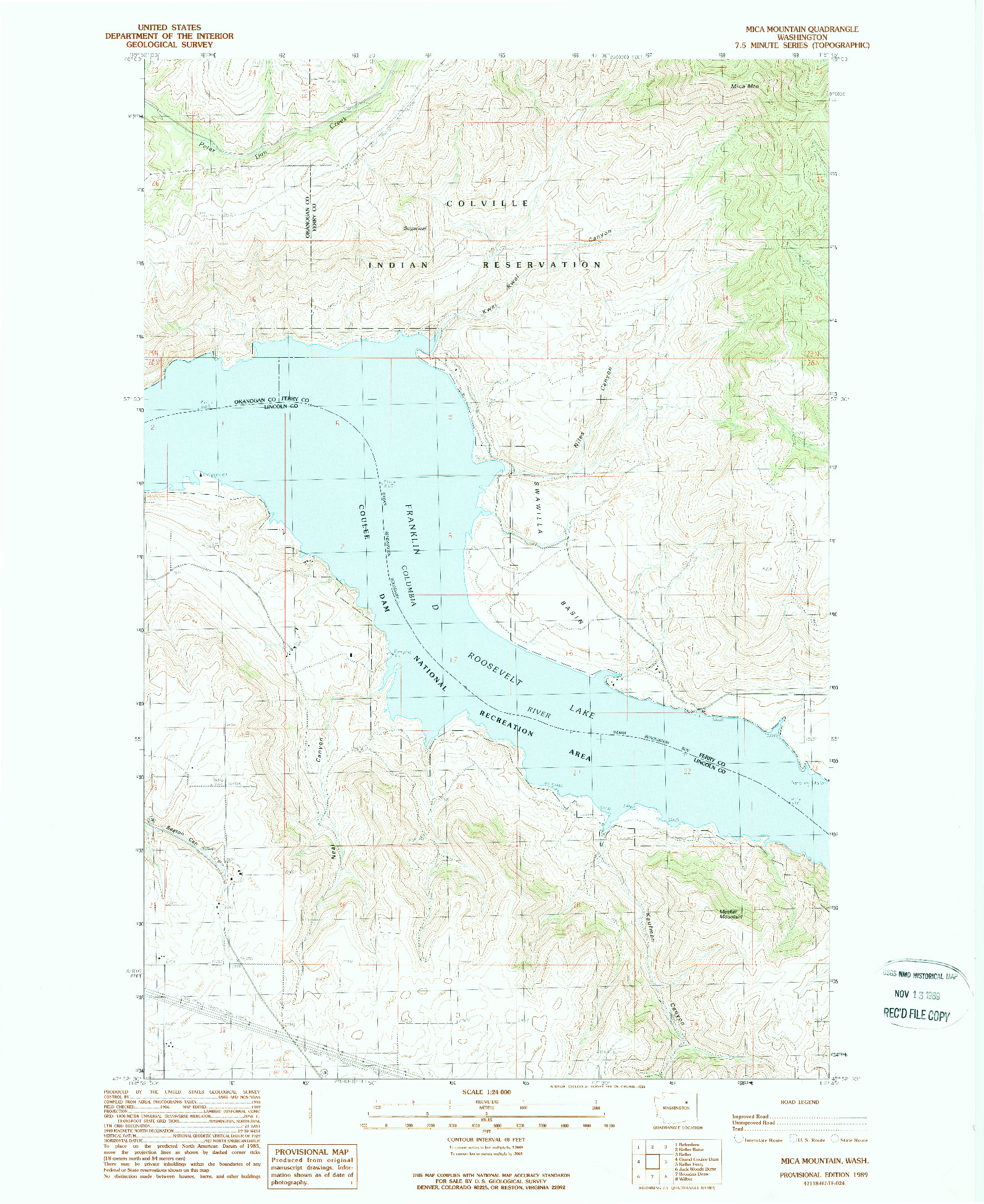USGS 1:24000-SCALE QUADRANGLE FOR MICA MOUNTAIN, WA 1989