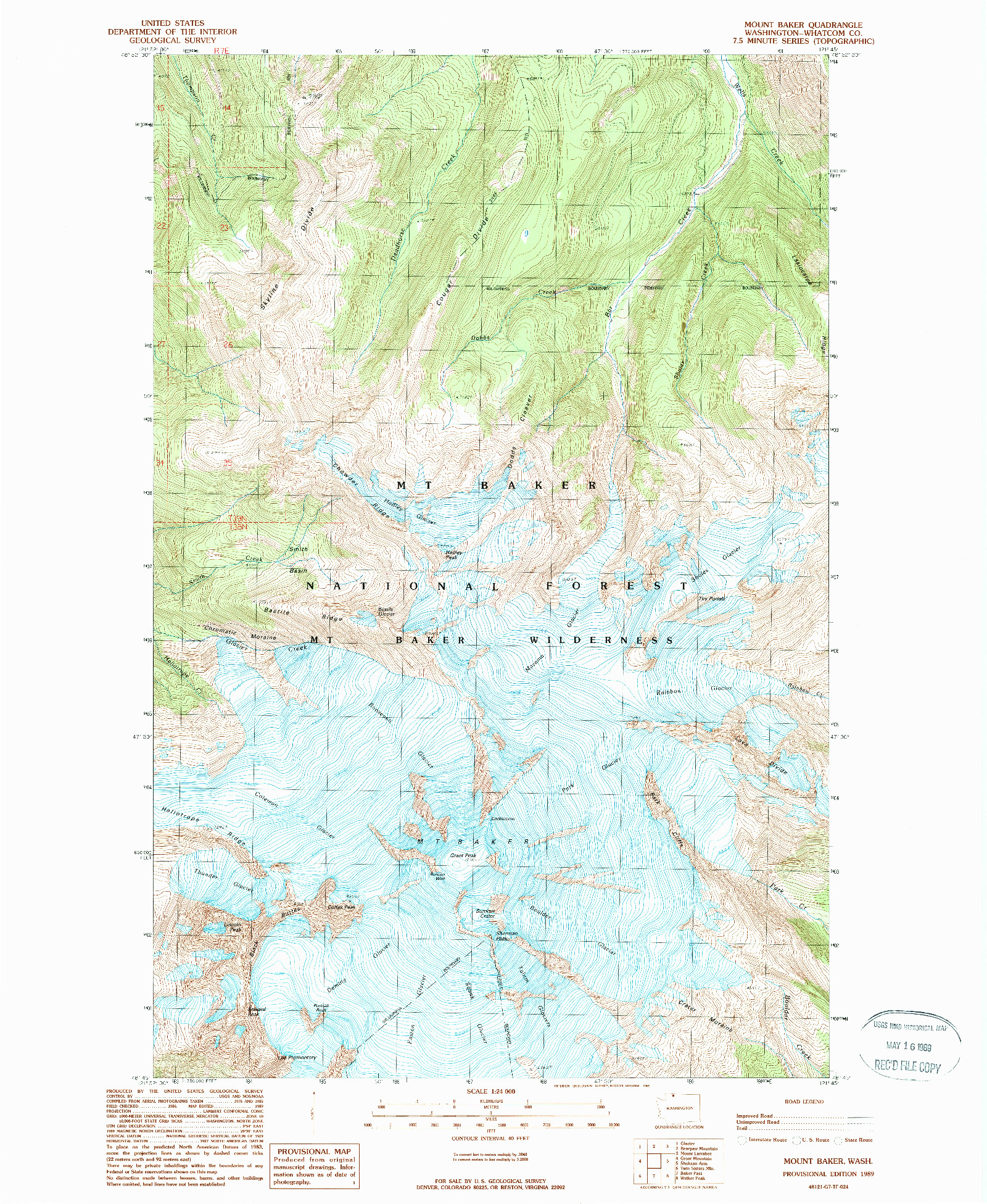 USGS 1:24000-SCALE QUADRANGLE FOR MOUNT BAKER, WA 1989