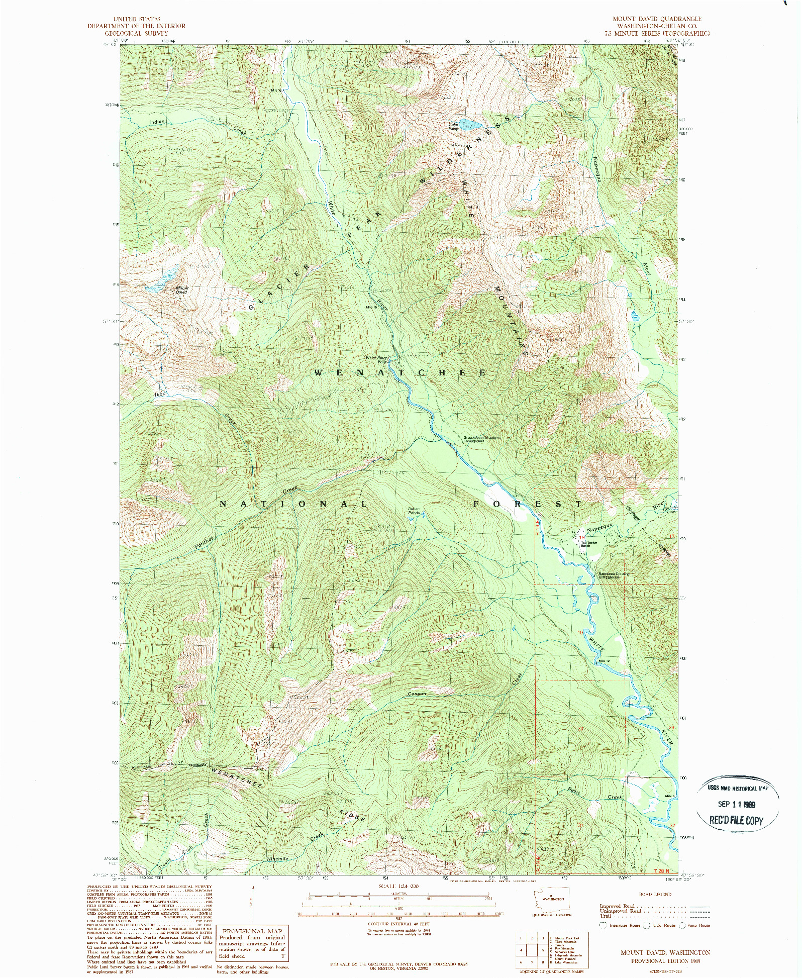 USGS 1:24000-SCALE QUADRANGLE FOR MOUNT DAVID, WA 1989
