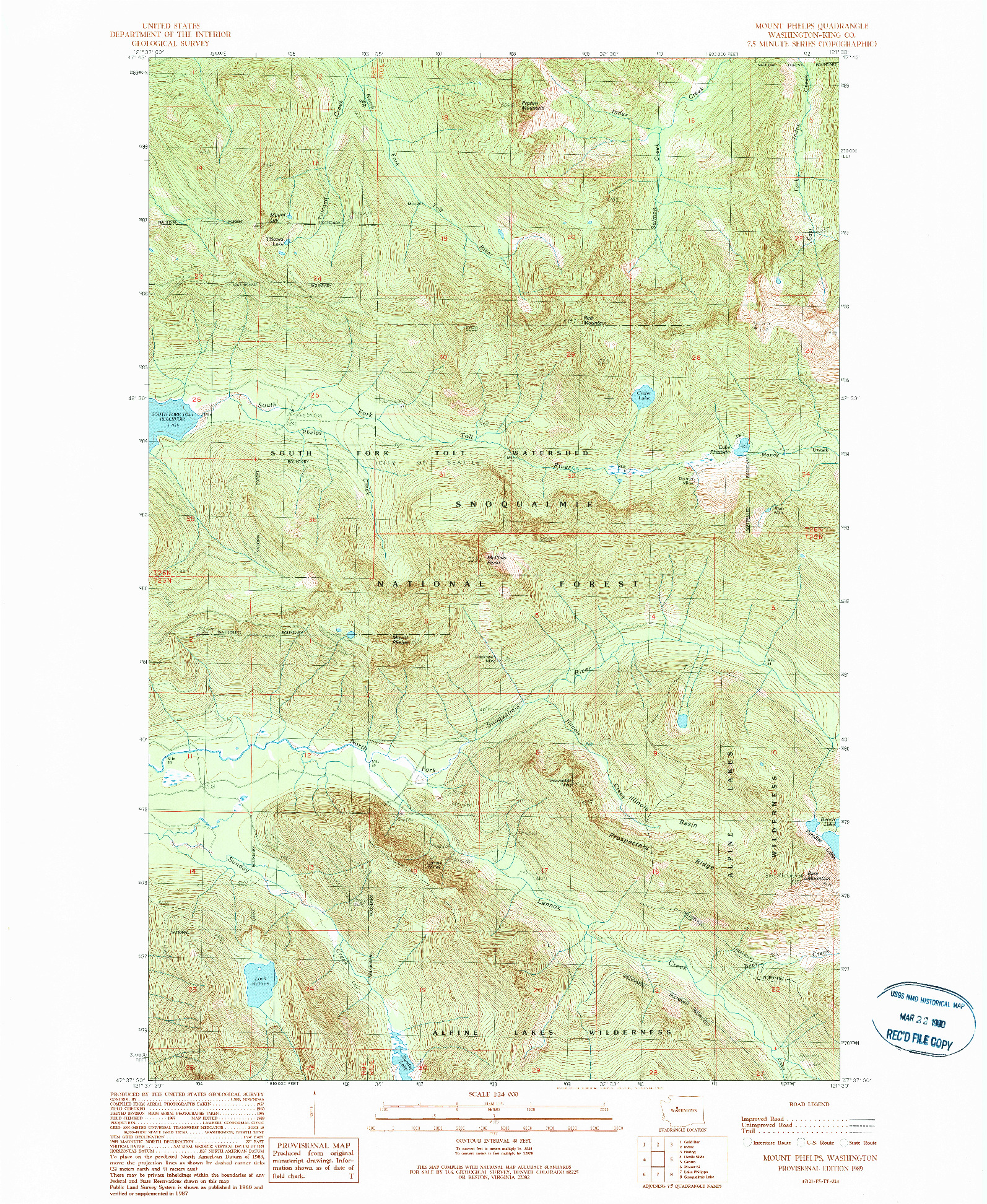 USGS 1:24000-SCALE QUADRANGLE FOR MOUNT PHELPS, WA 1989