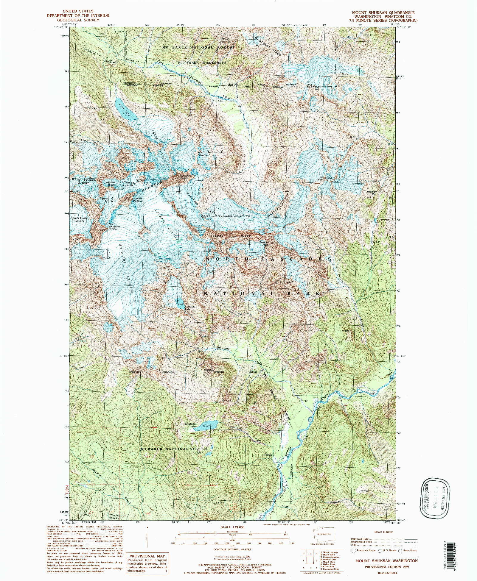 USGS 1:24000-SCALE QUADRANGLE FOR MOUNT SHUKSAN, WA 1989