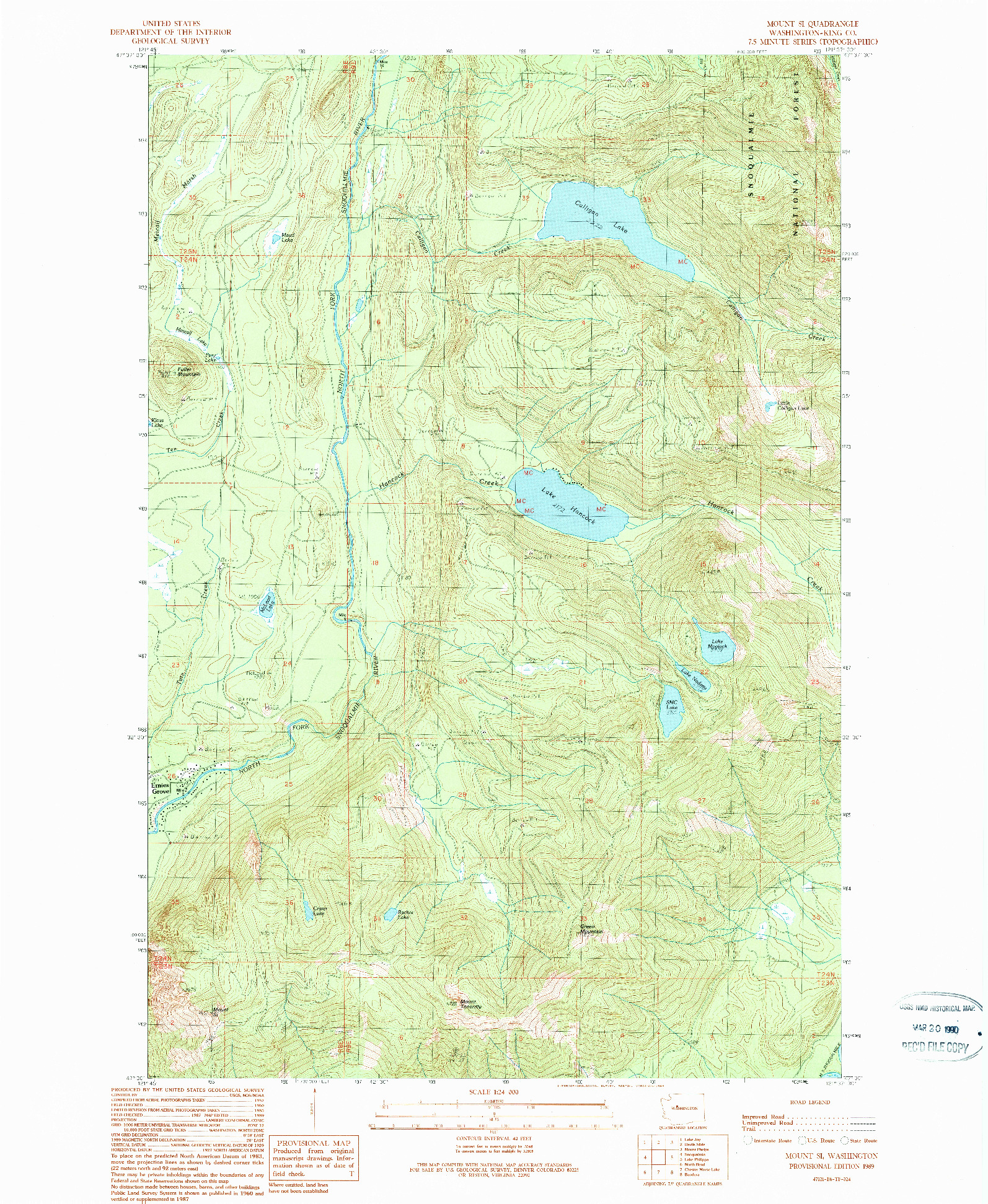 USGS 1:24000-SCALE QUADRANGLE FOR MOUNT SI, WA 1989