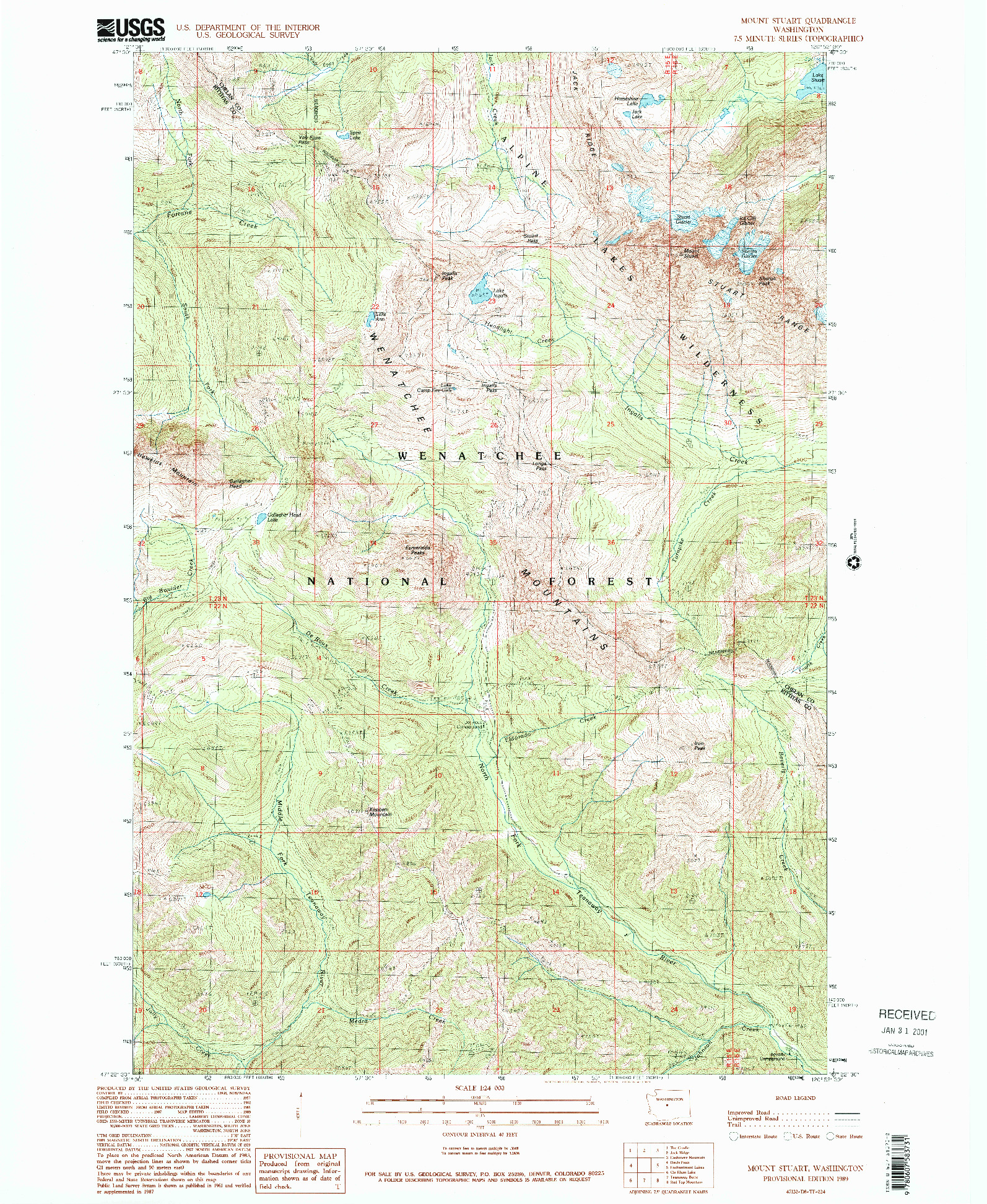 USGS 1:24000-SCALE QUADRANGLE FOR MOUNT STUART, WA 1989