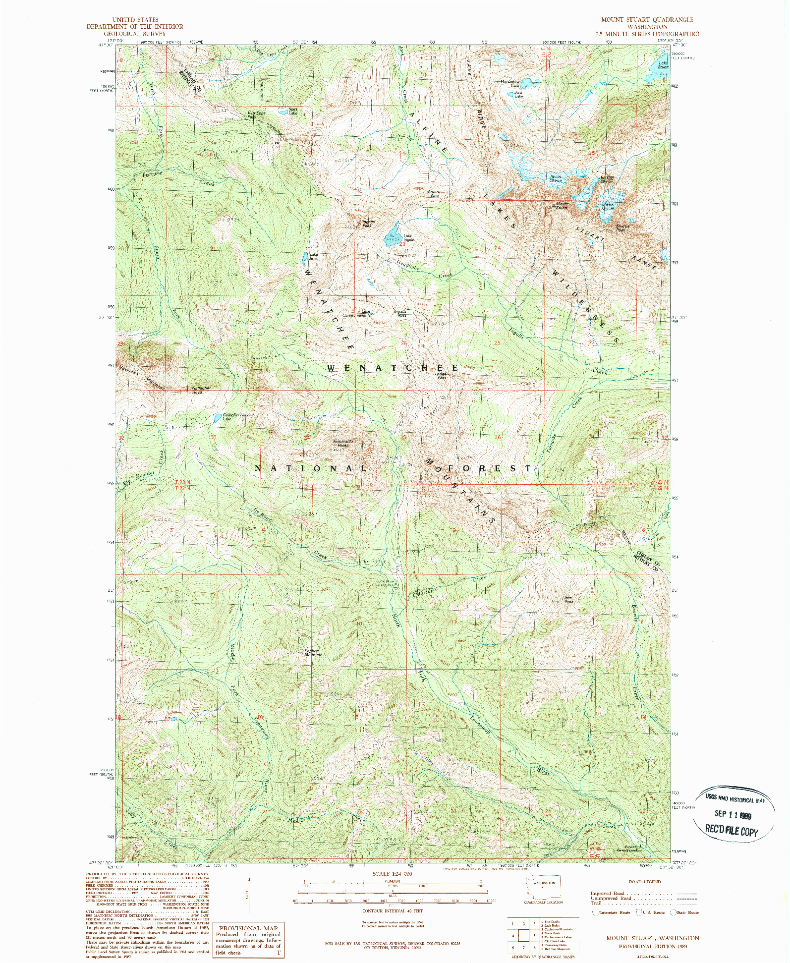 USGS 1:24000-SCALE QUADRANGLE FOR MOUNT STUART, WA 1989