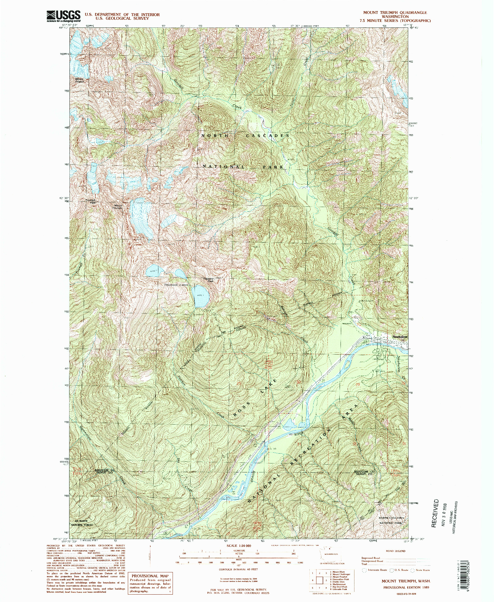 USGS 1:24000-SCALE QUADRANGLE FOR MOUNT TRIUMPH, WA 1989