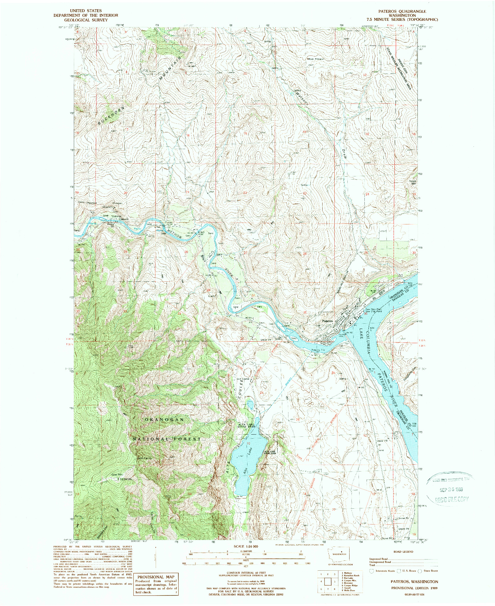 USGS 1:24000-SCALE QUADRANGLE FOR PATEROS, WA 1989