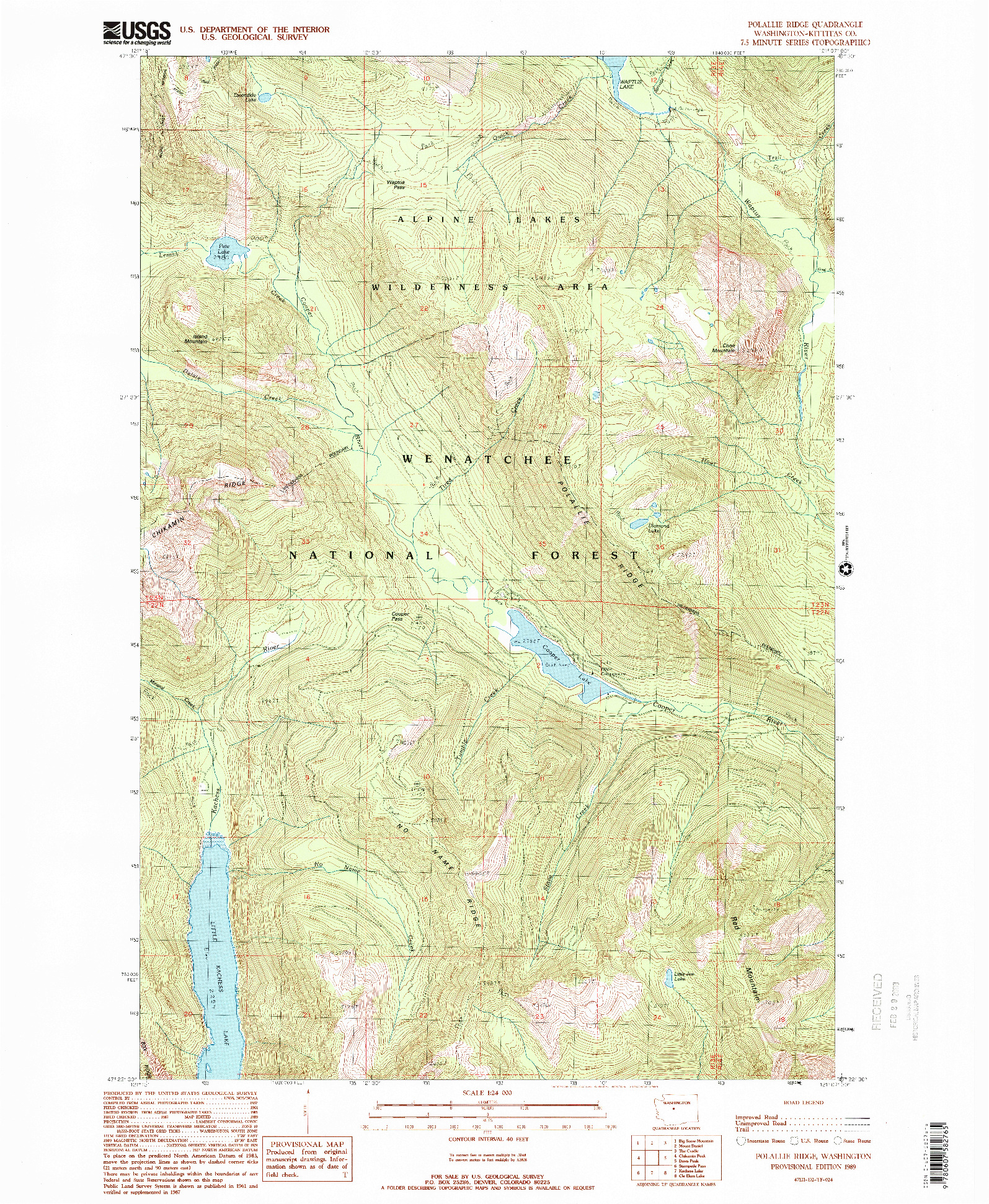 USGS 1:24000-SCALE QUADRANGLE FOR POLALLIE RIDGE, WA 1989