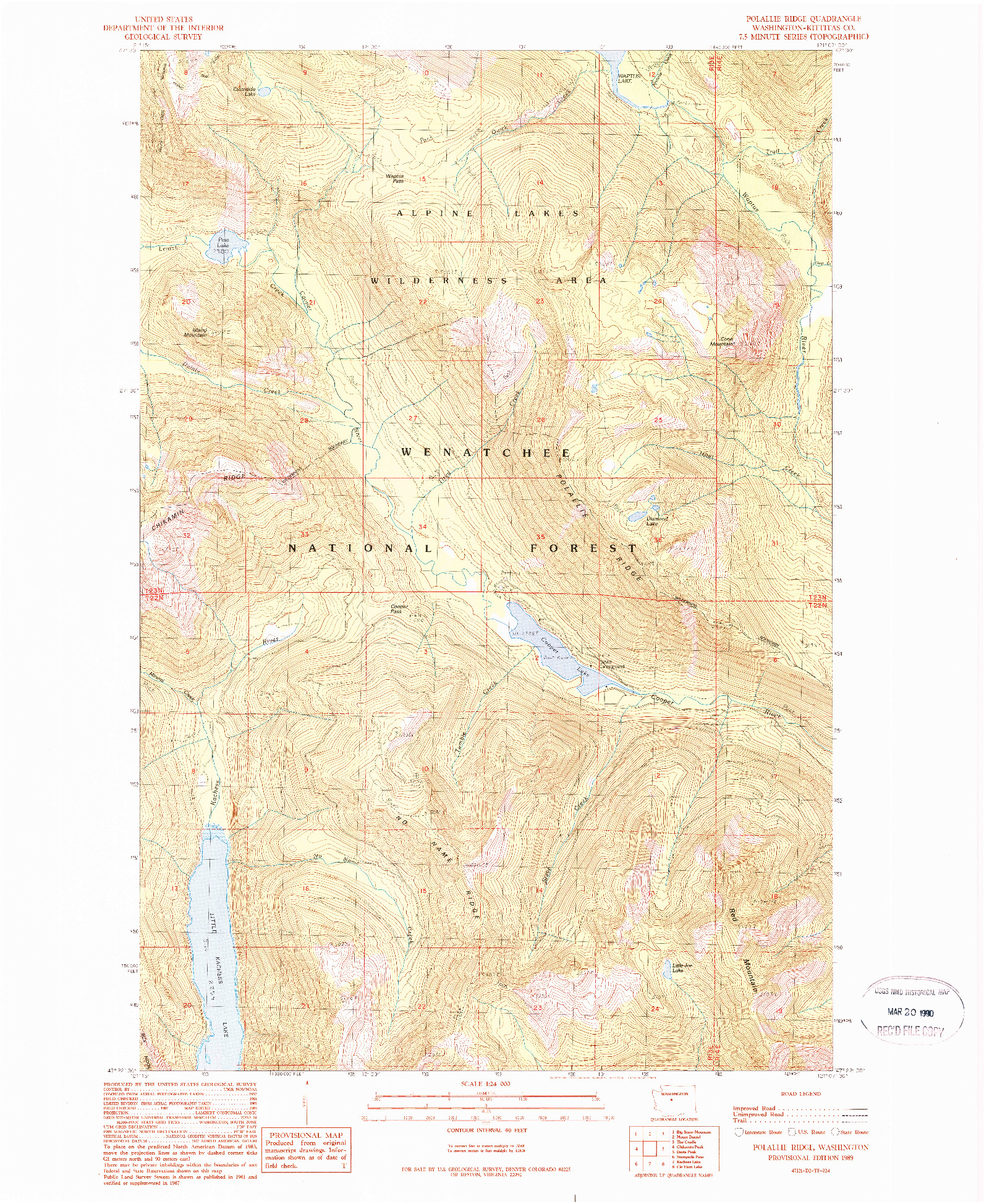 USGS 1:24000-SCALE QUADRANGLE FOR POLALLIE RIDGE, WA 1989