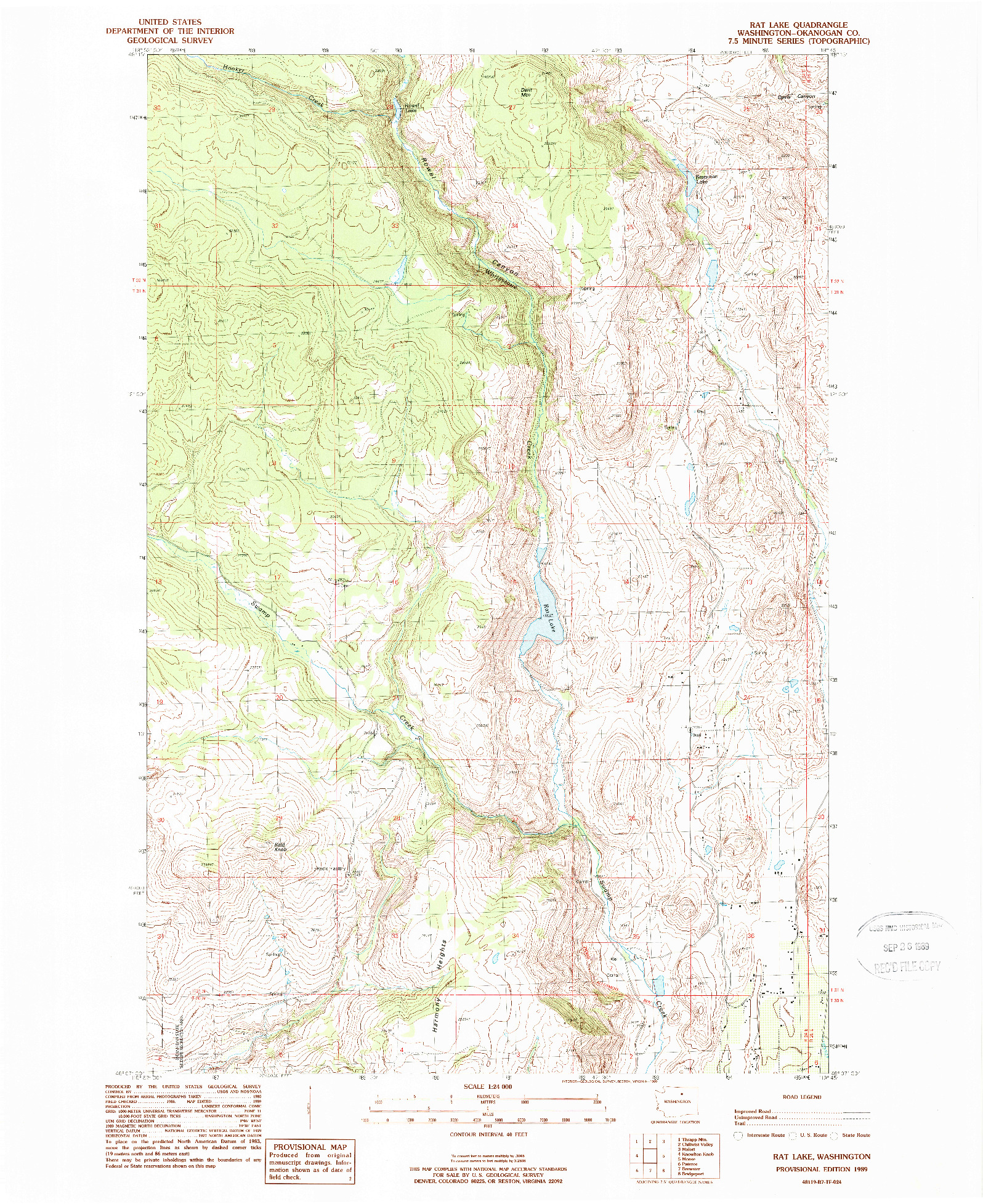 USGS 1:24000-SCALE QUADRANGLE FOR RAT LAKE, WA 1989