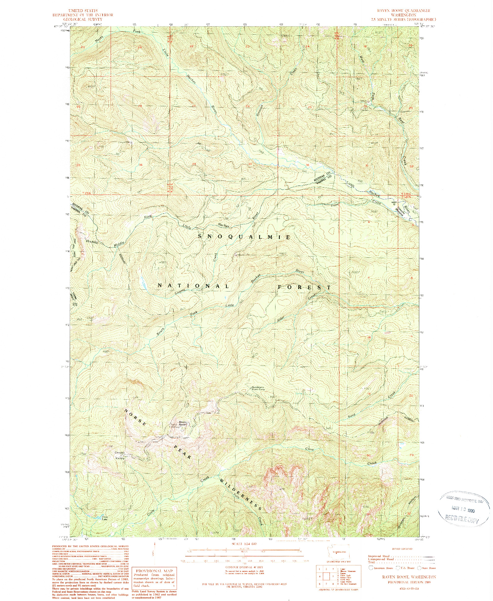 USGS 1:24000-SCALE QUADRANGLE FOR RAVEN ROOST, WA 1989