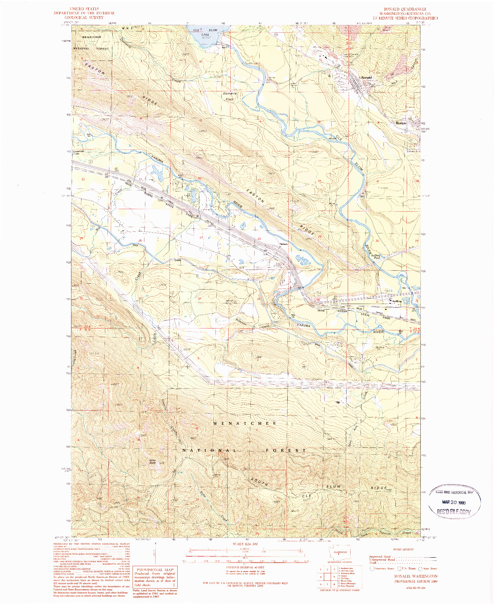 USGS 1:24000-SCALE QUADRANGLE FOR RONALD, WA 1989