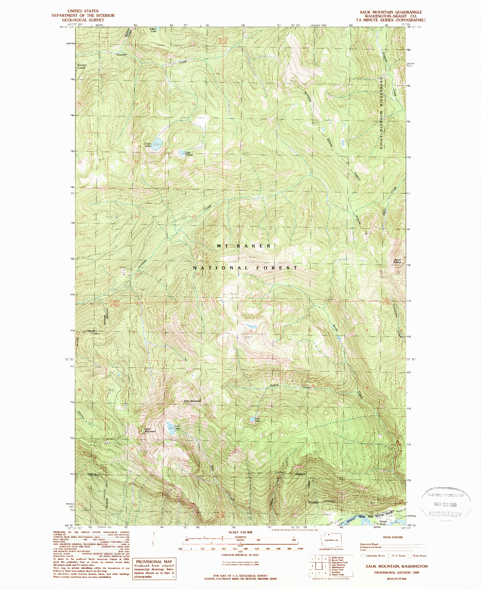 USGS 1:24000-SCALE QUADRANGLE FOR SAUK MOUNTAIN, WA 1989