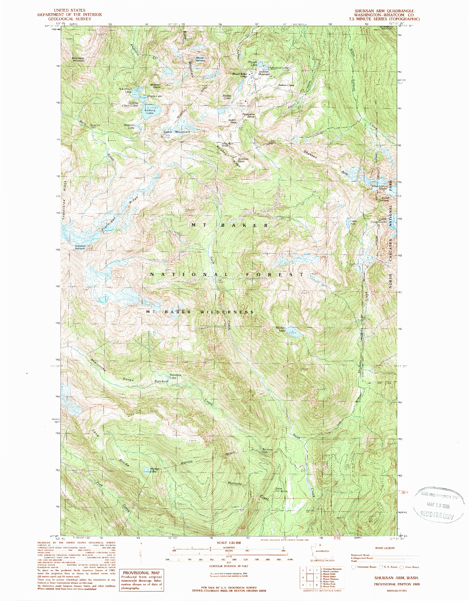 USGS 1:24000-SCALE QUADRANGLE FOR SHUKSAN ARM, WA 1989