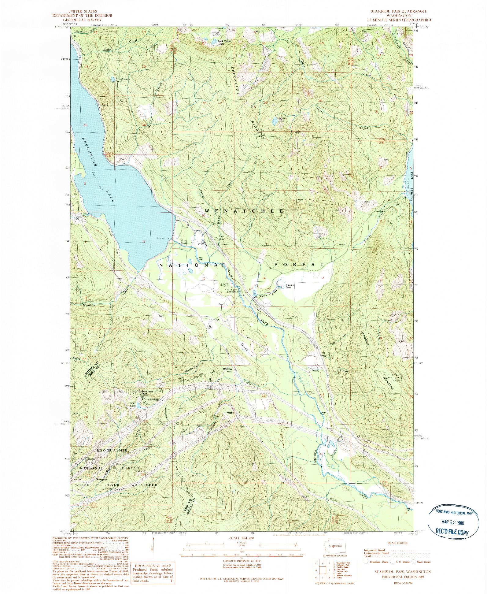 USGS 1:24000-SCALE QUADRANGLE FOR STAMPEDE PASS, WA 1989