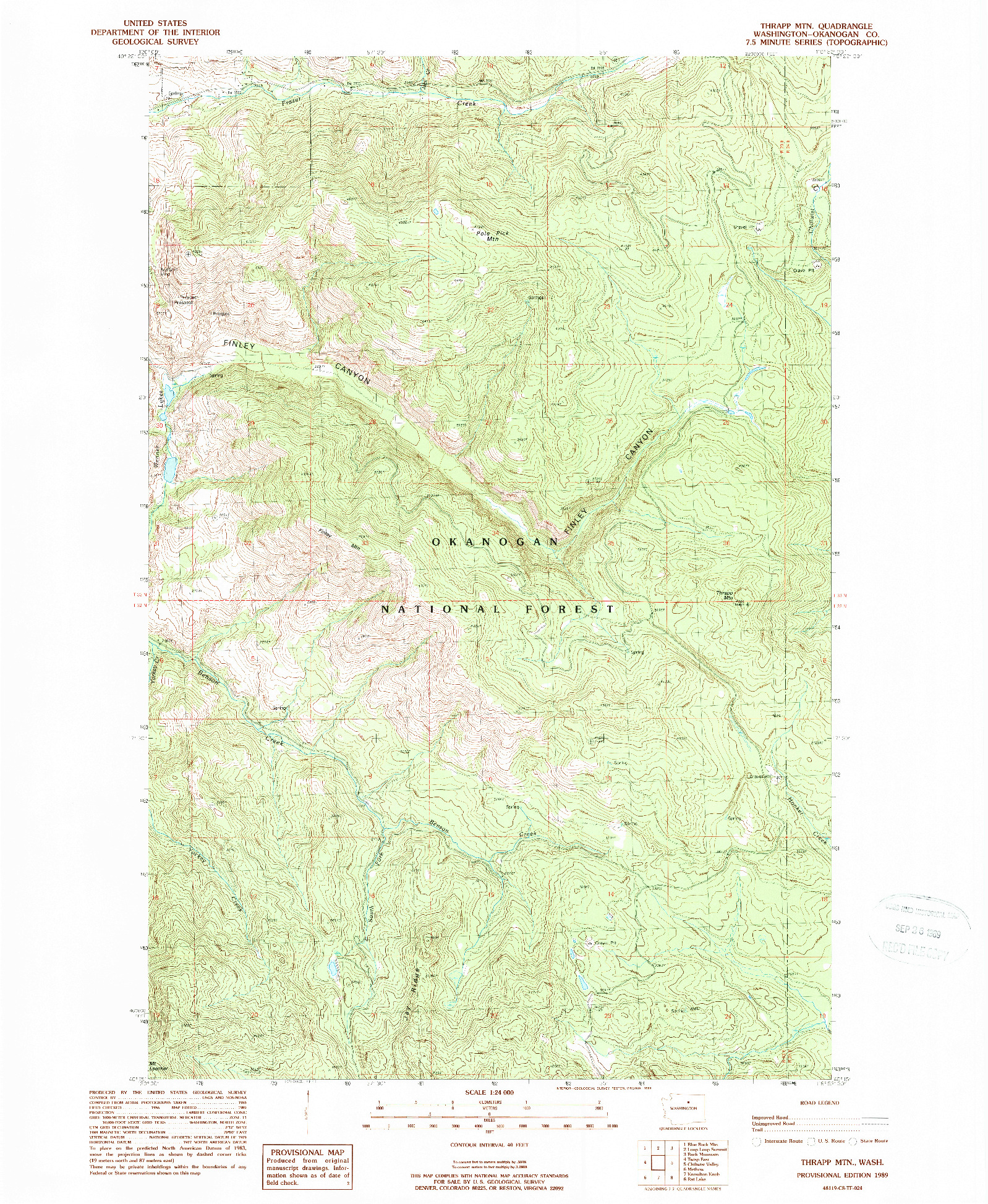 USGS 1:24000-SCALE QUADRANGLE FOR THRAPP MTN, WA 1989