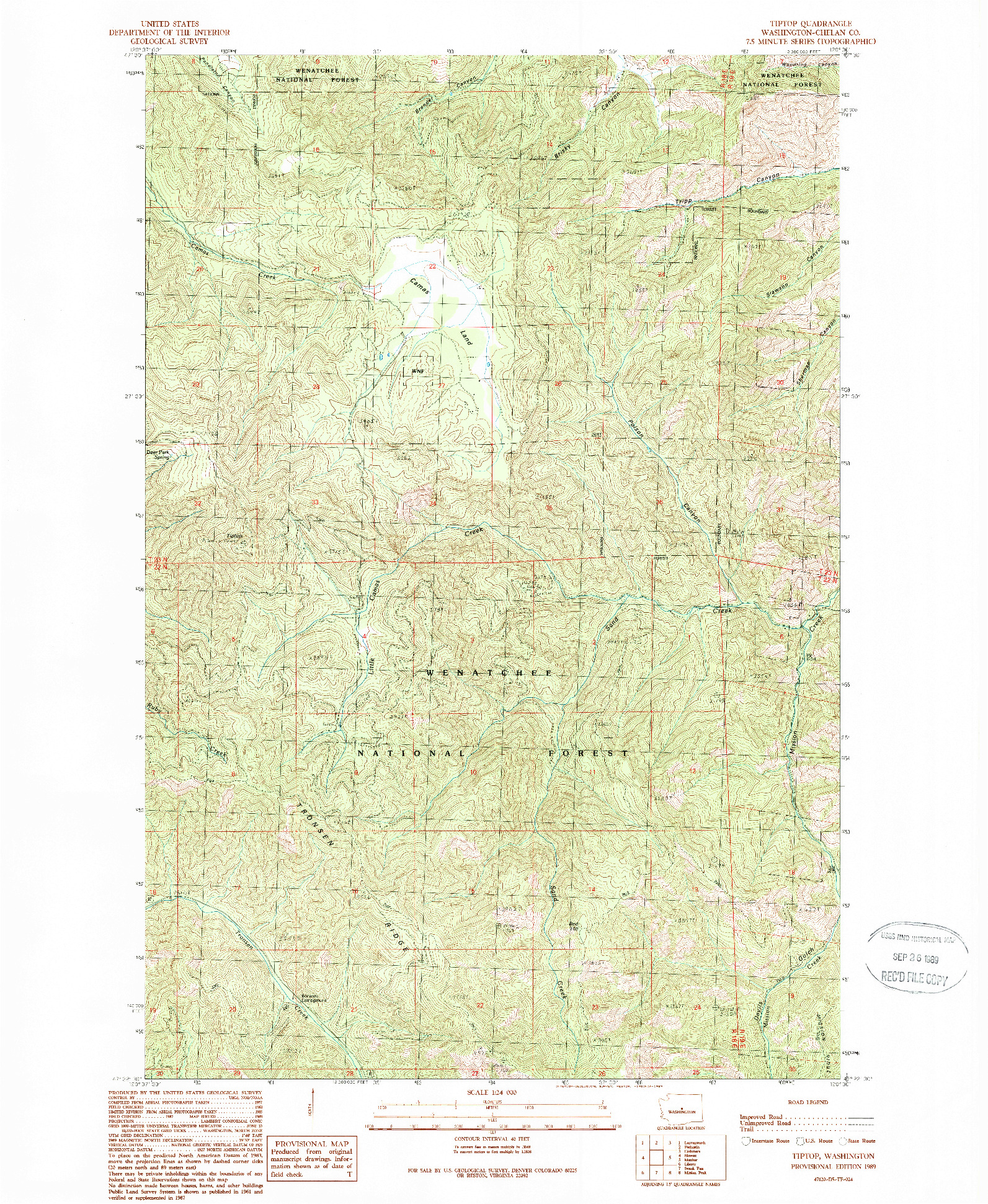 USGS 1:24000-SCALE QUADRANGLE FOR TIPTOP, WA 1989