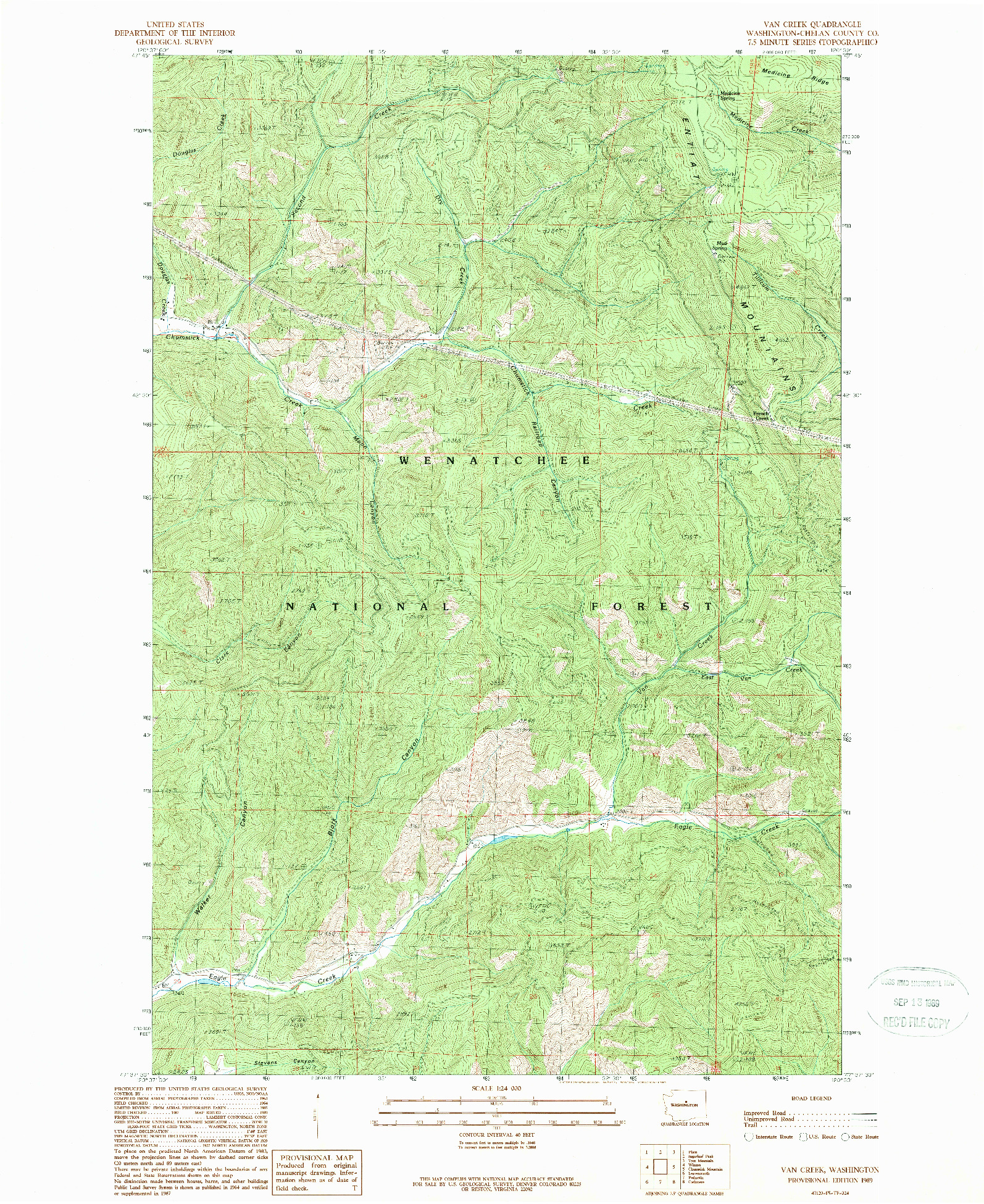 USGS 1:24000-SCALE QUADRANGLE FOR VAN CREEK, WA 1989