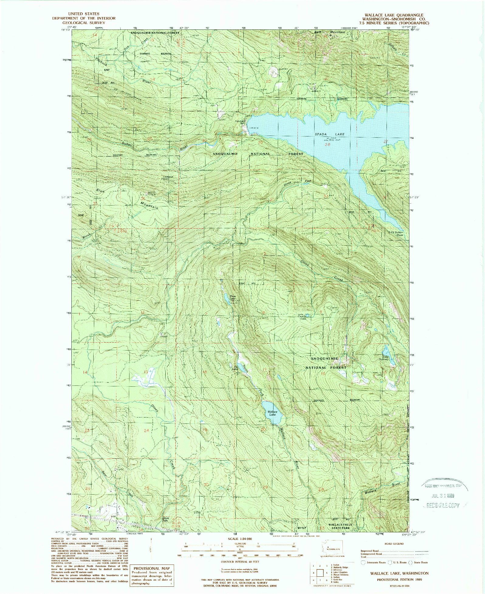 USGS 1:24000-SCALE QUADRANGLE FOR WALLACE LAKE, WA 1989