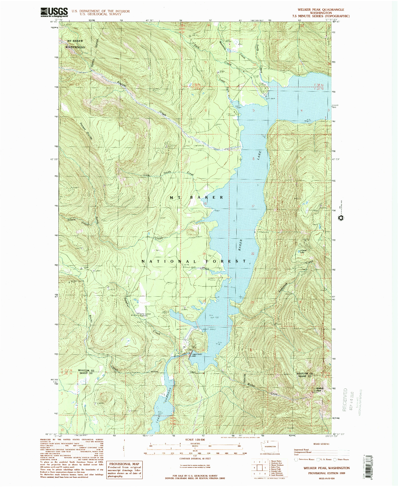 USGS 1:24000-SCALE QUADRANGLE FOR WELKER PEAK, WA 1989