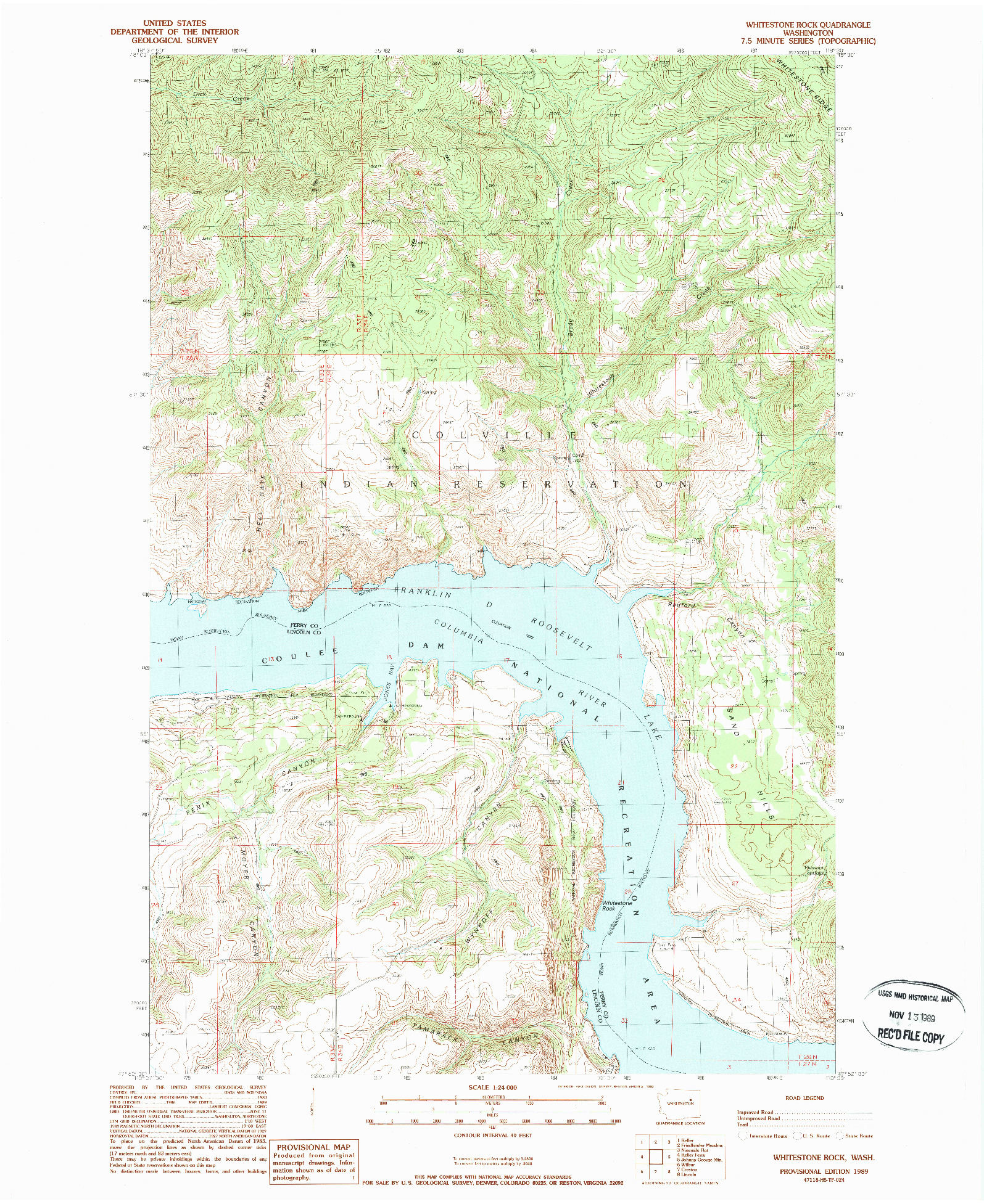 USGS 1:24000-SCALE QUADRANGLE FOR WHITESTONE ROCK, WA 1989
