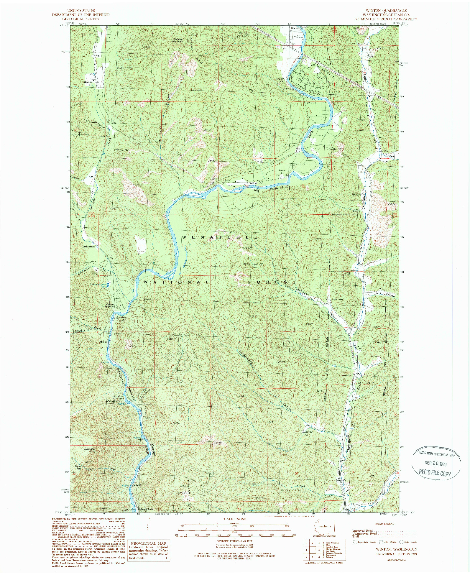 USGS 1:24000-SCALE QUADRANGLE FOR WINTON, WA 1989
